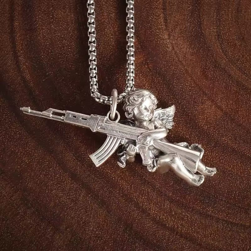 Jewelry Angel Ak-47 Pendant Necklace Size ONE SIZE - 5 Thumbnail