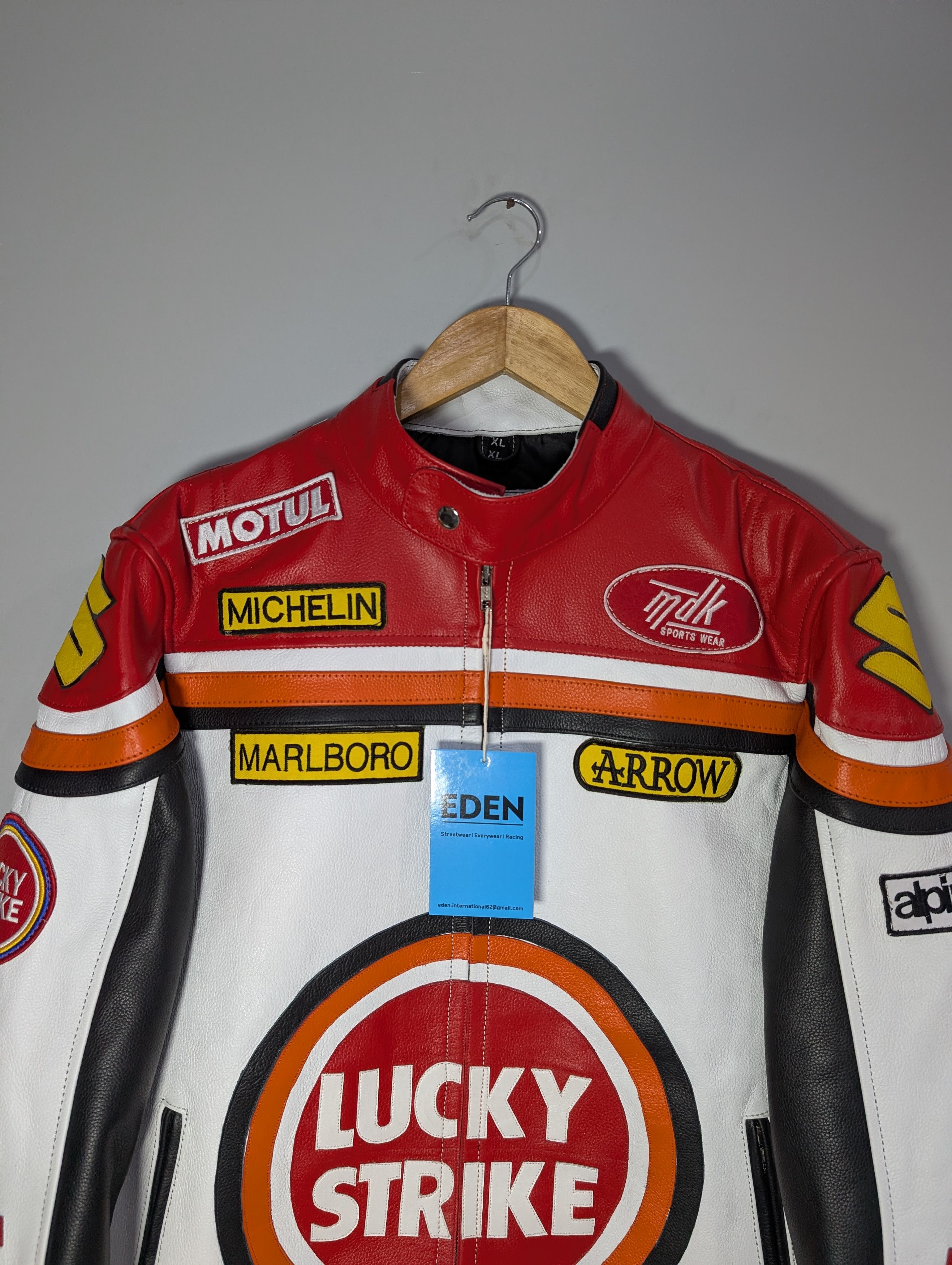 Vintage 🔥Lucky Strike🔥 Oversized Vintage 90s Leather Jacket Retro Size XXL / US 16-18 / IT 52-54 - 3 Thumbnail