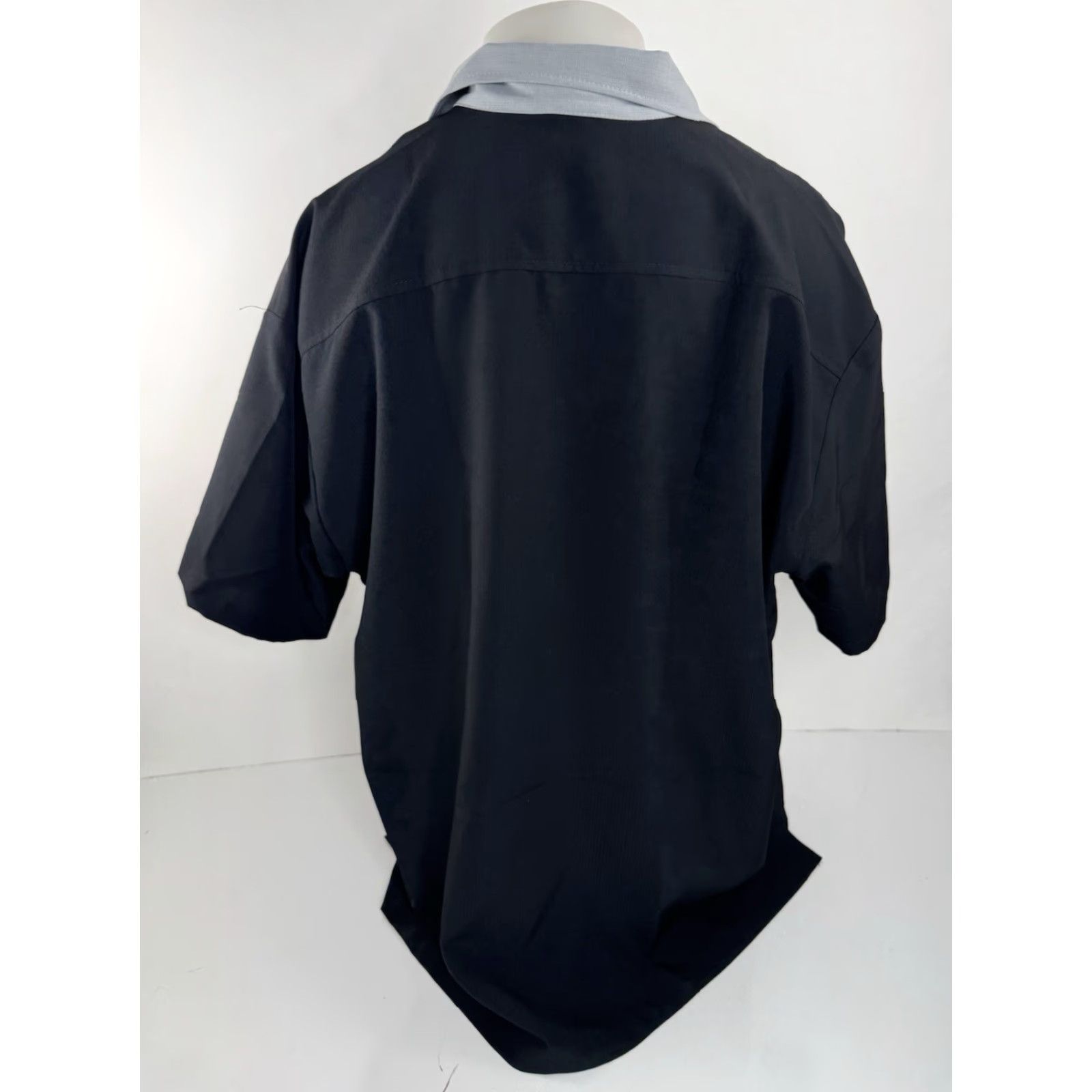 MCM Steady Shirt Mens 3XL Embroidered Panel Sheen Cabana MCM Rat Pack Bowling Button-Up Short Sleeve Black Gray Blue EXCELLENT Size US XXL / EU 58 / 5 - 3 Thumbnail