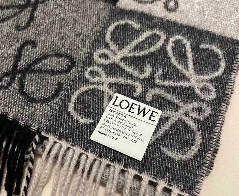 Loewe LOEWE Wool and cashmere checkered scarf, black and gray Size ONE SIZE - 1 Thumbnail