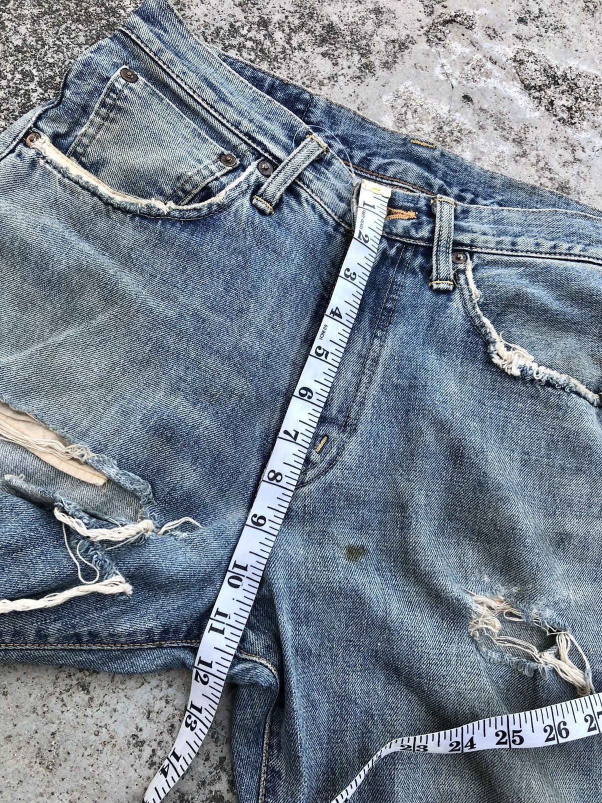 Edwin WIDE LEG DAMAGED VINTAGE EDWIN SELVEDGE DENIM Size US 29 - 13 Thumbnail