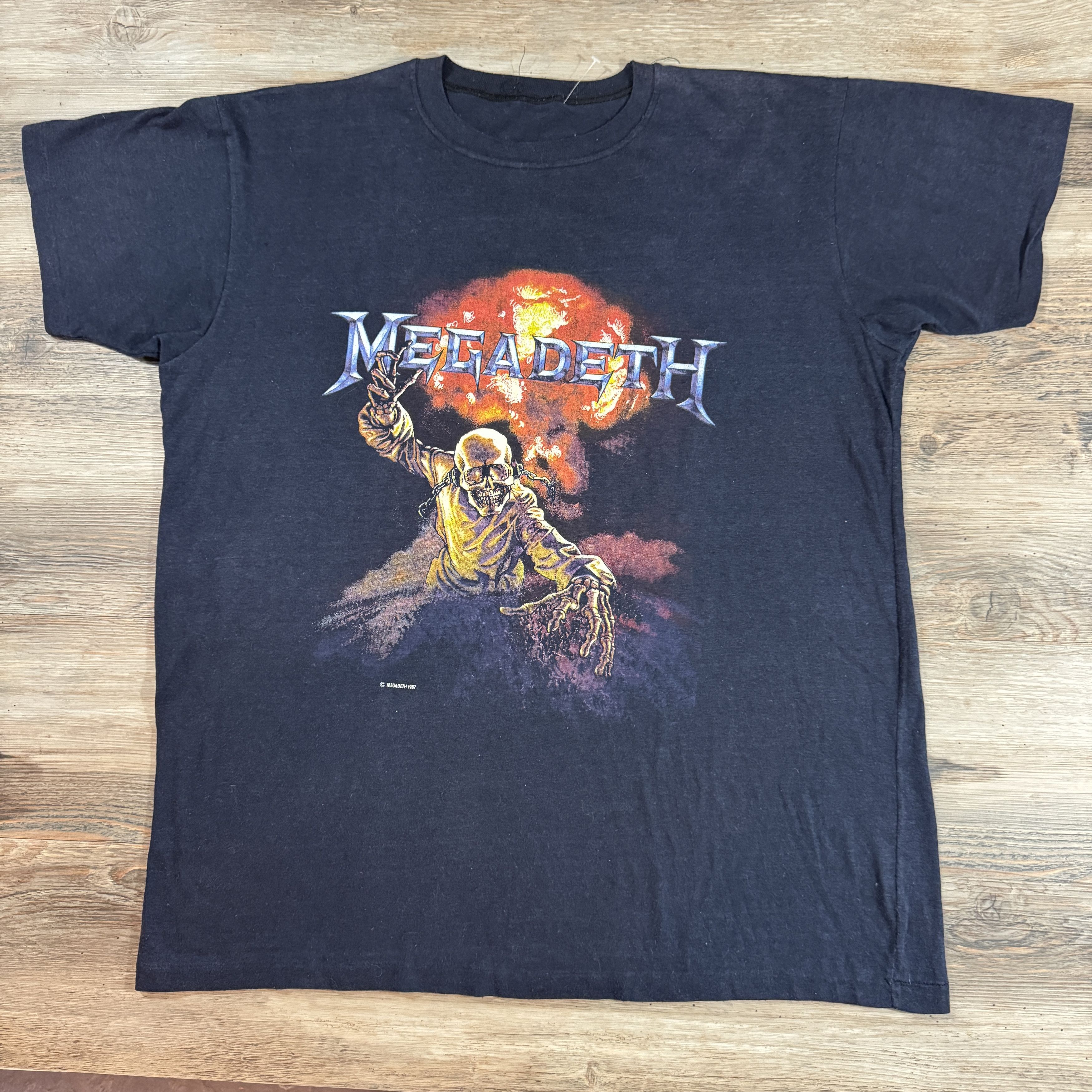 Band Tees × Vintage 1987 MEGADETH Vic Rattlehead Speed Metal Definition Band Tee Size US XL / EU 56 / 4 - 1 Thumbnail