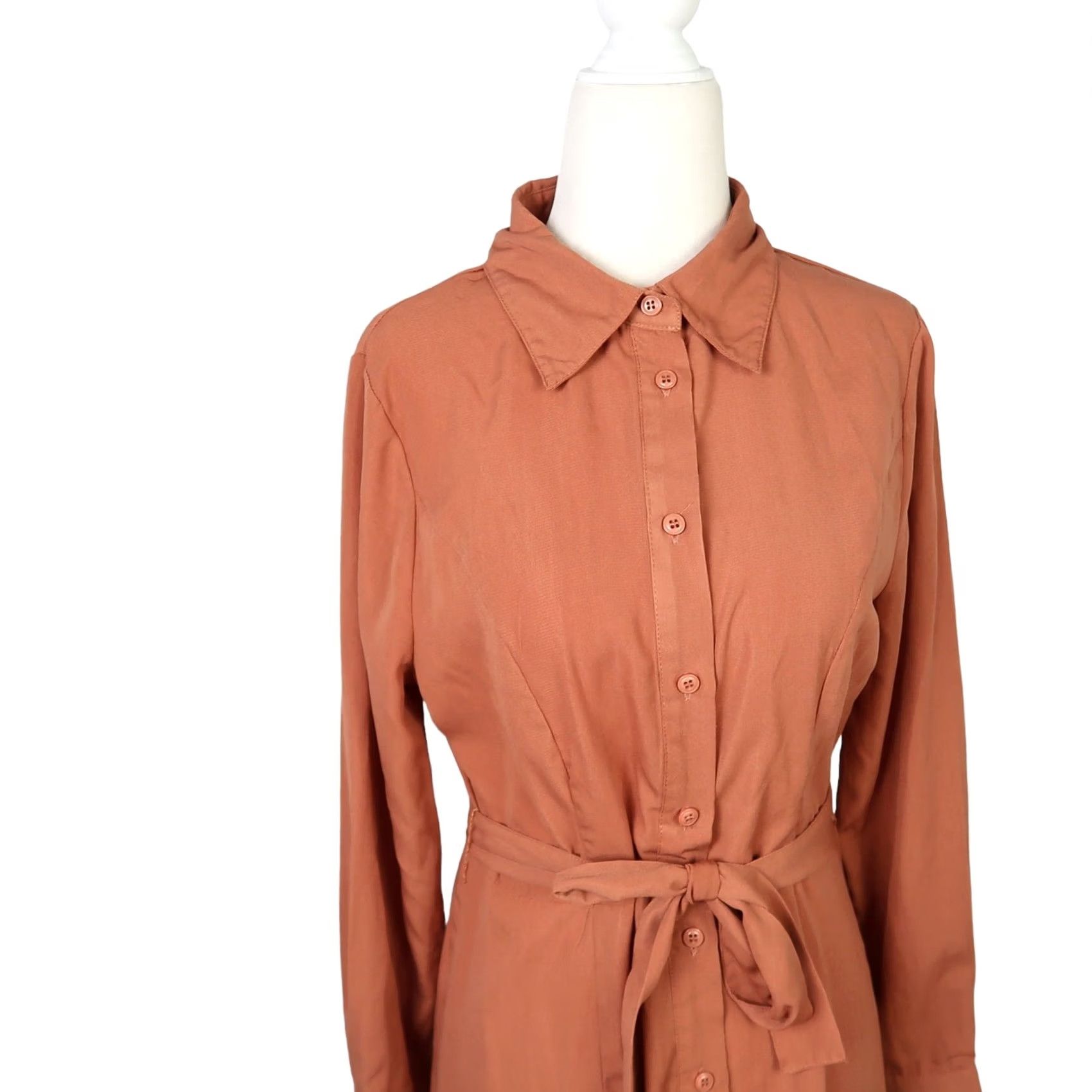 Brave Soul VINTAGE Brave Soul Shirt Dress Womens Midi Long Sleeve Rust Orange S Size S / US 4 / IT 40 - 2 Thumbnail