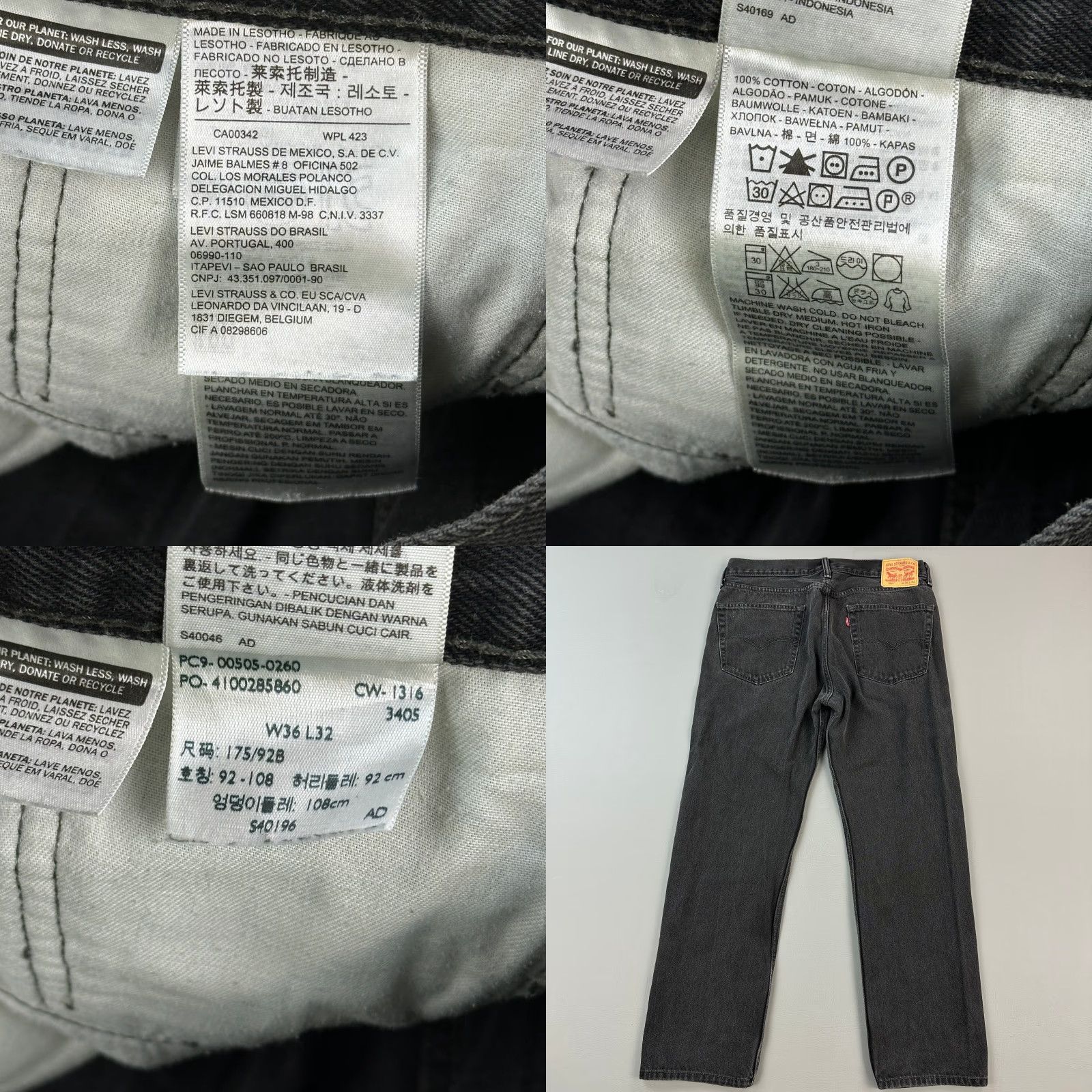 Levi's VINTAGE Levi's 505 Jeans Mens 36x32 Black Denim Regular Fit Zip Fly Casual Size US 36 / EU 52 - 8 Thumbnail