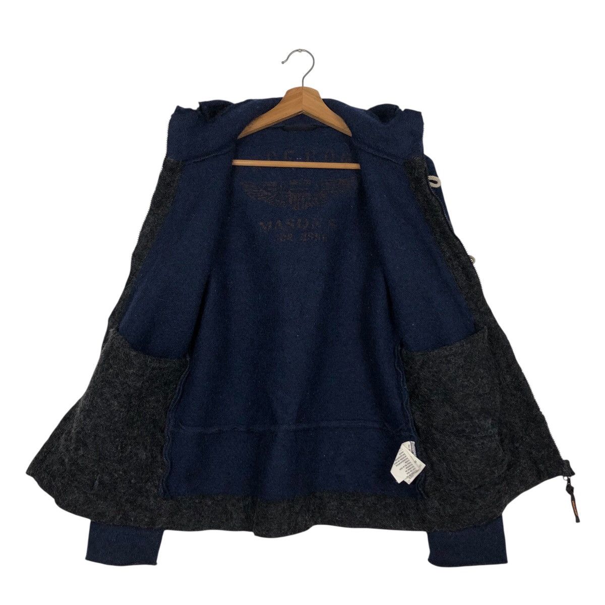 Blue Blue Japan 📌Vintage Wool Jacket Heart Peace & Love Indigo Biker Style Size US M / EU 48-50 / 2 - 16 Thumbnail