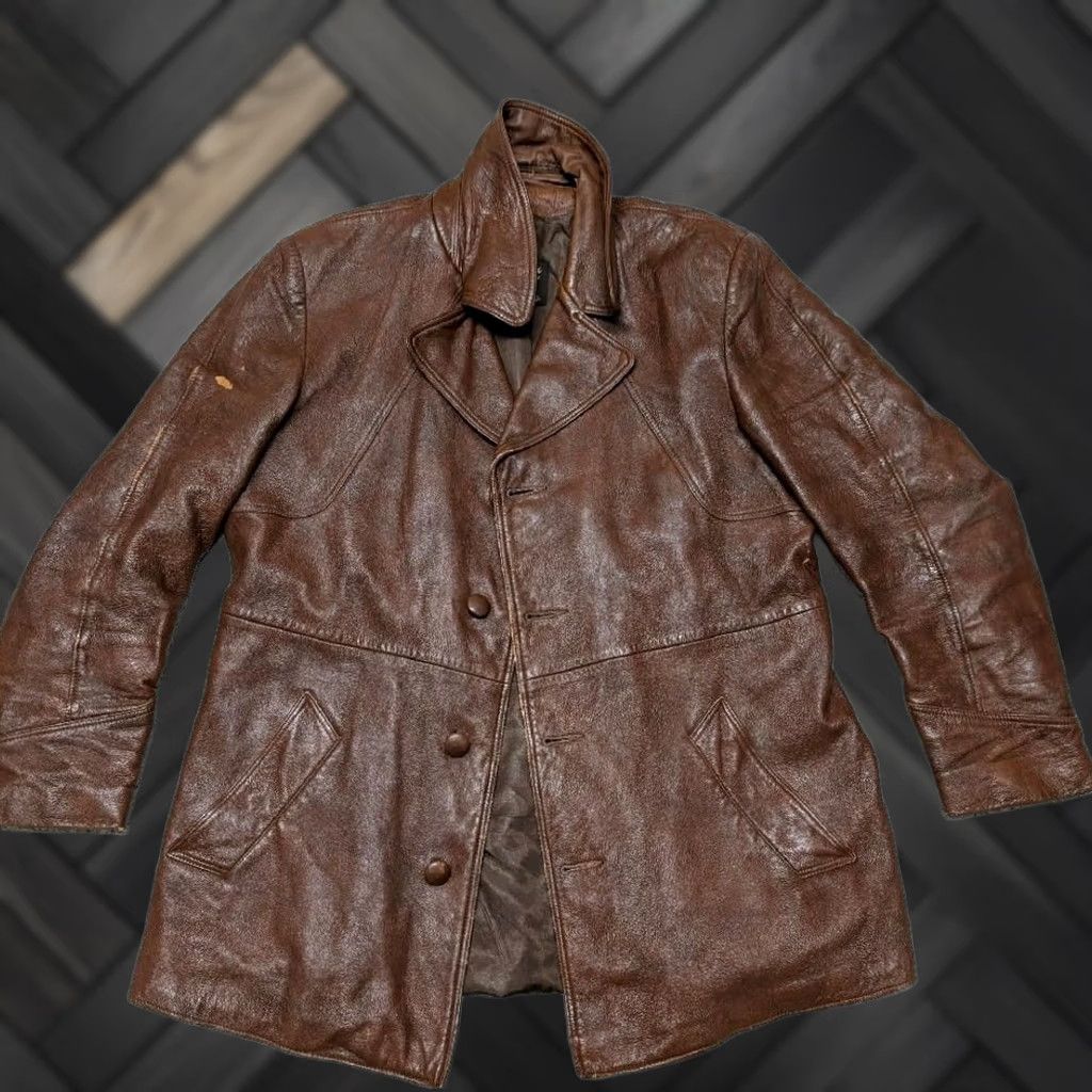 Esprit VINTAGE Buckskin brown leather coat BUCKSKIN 42 M East West Hippie Boho Mens Leather Coat West East West 1970s Size US M / EU 48-50 / 2 - 1 Thumbnail