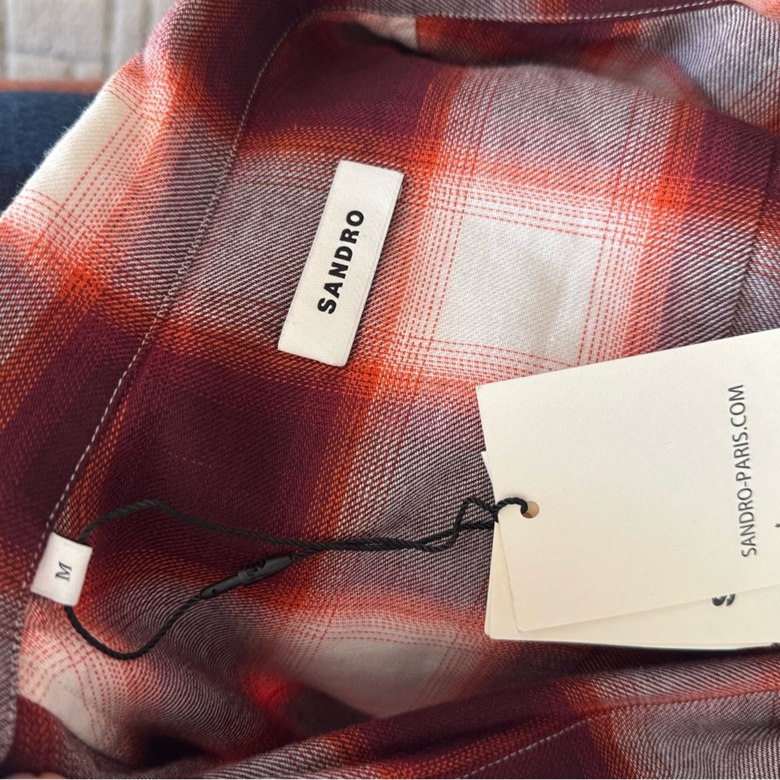 Sandro Sandro Check Pattern Button-Up Shirt in Red and White NWT Size US M / EU 48-50 / 2 - 4 Thumbnail