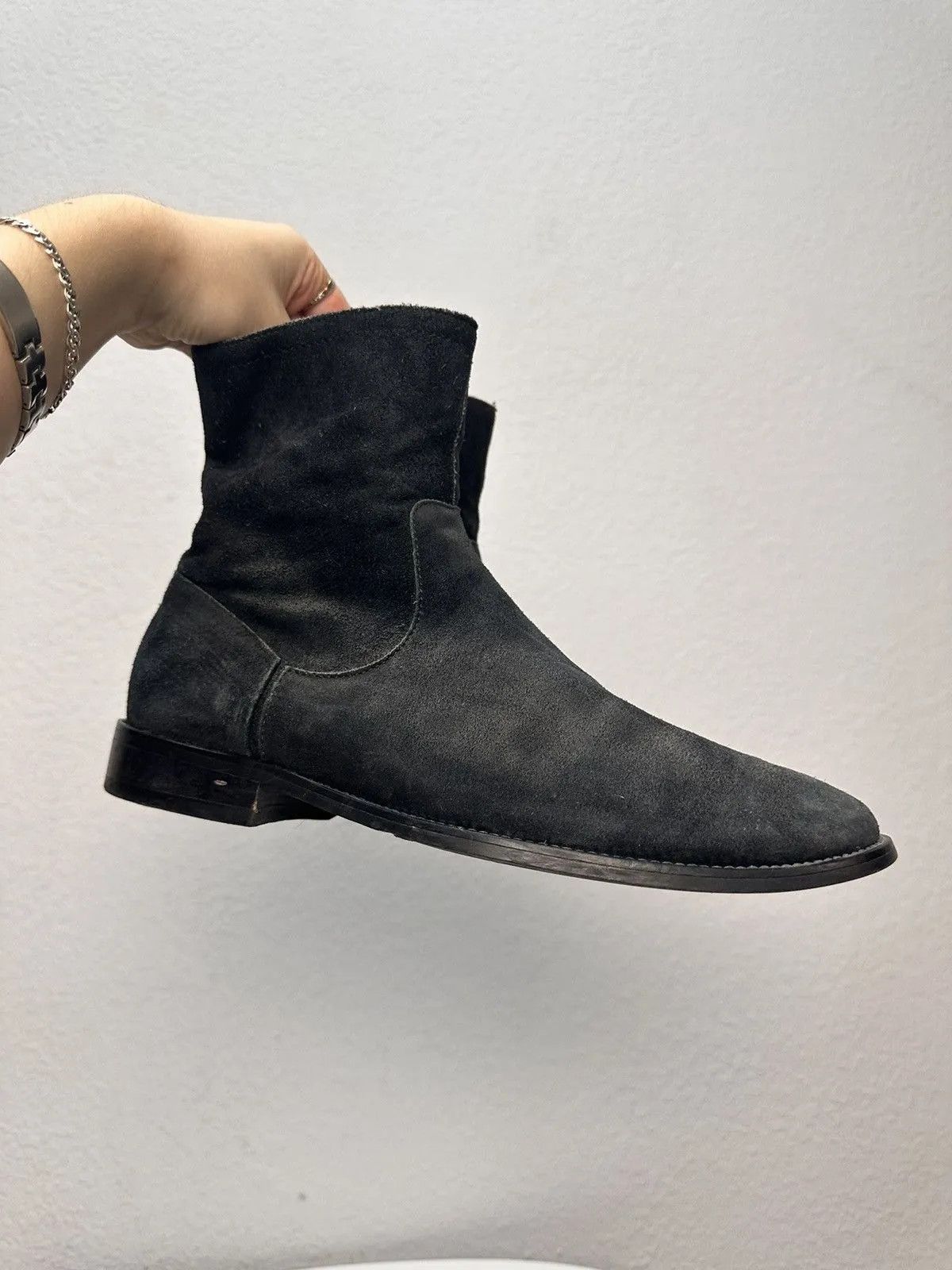 VIntage Meltal Zip Italy Leather Mens Boots AS 98 Style