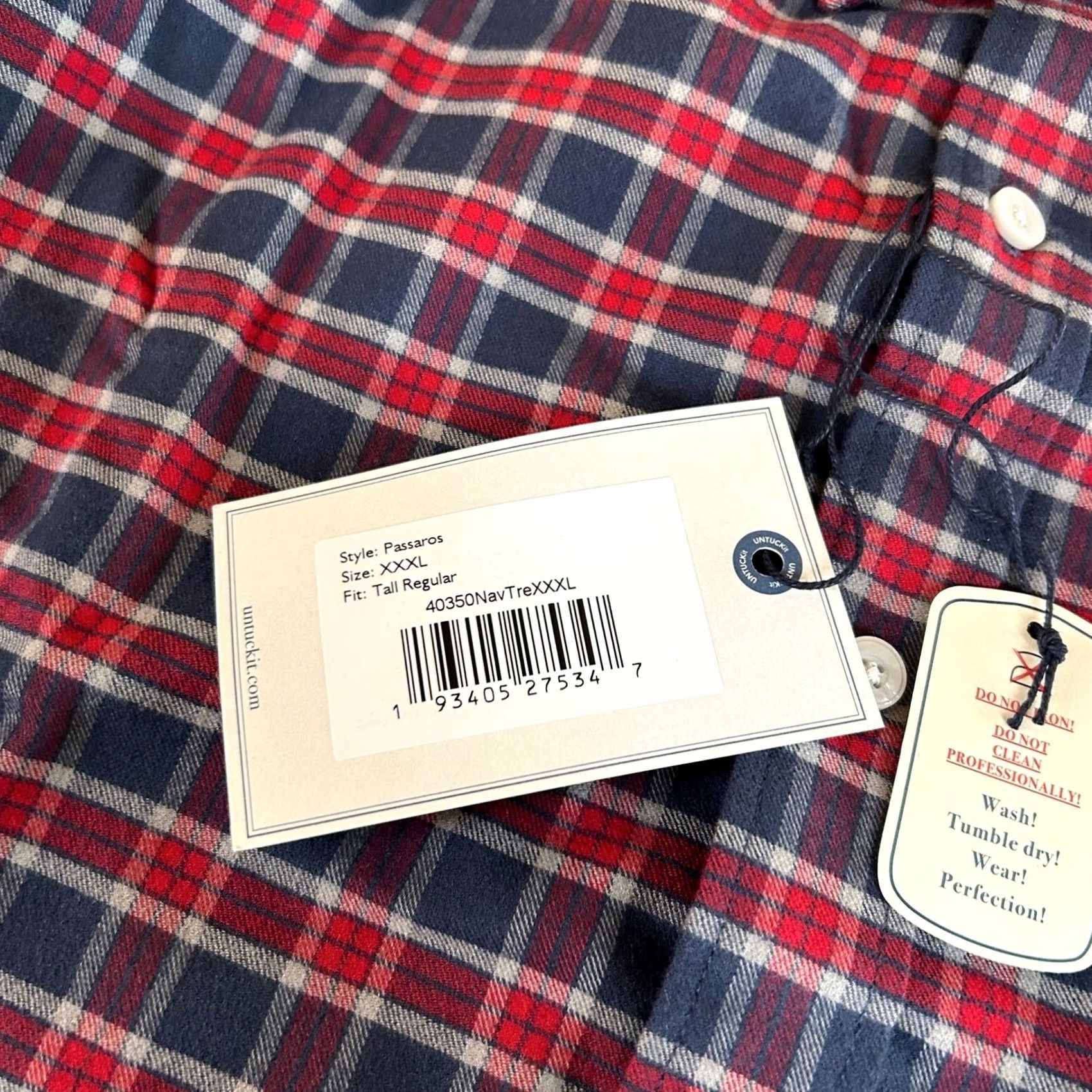 UNTUCKit UNTUCKit Flannel Shirt Plaid Long Sleeve Button Up Mens XXXXL Tall Red NWT Shirt Size US XXL / EU 58 / 5 - 6 Thumbnail