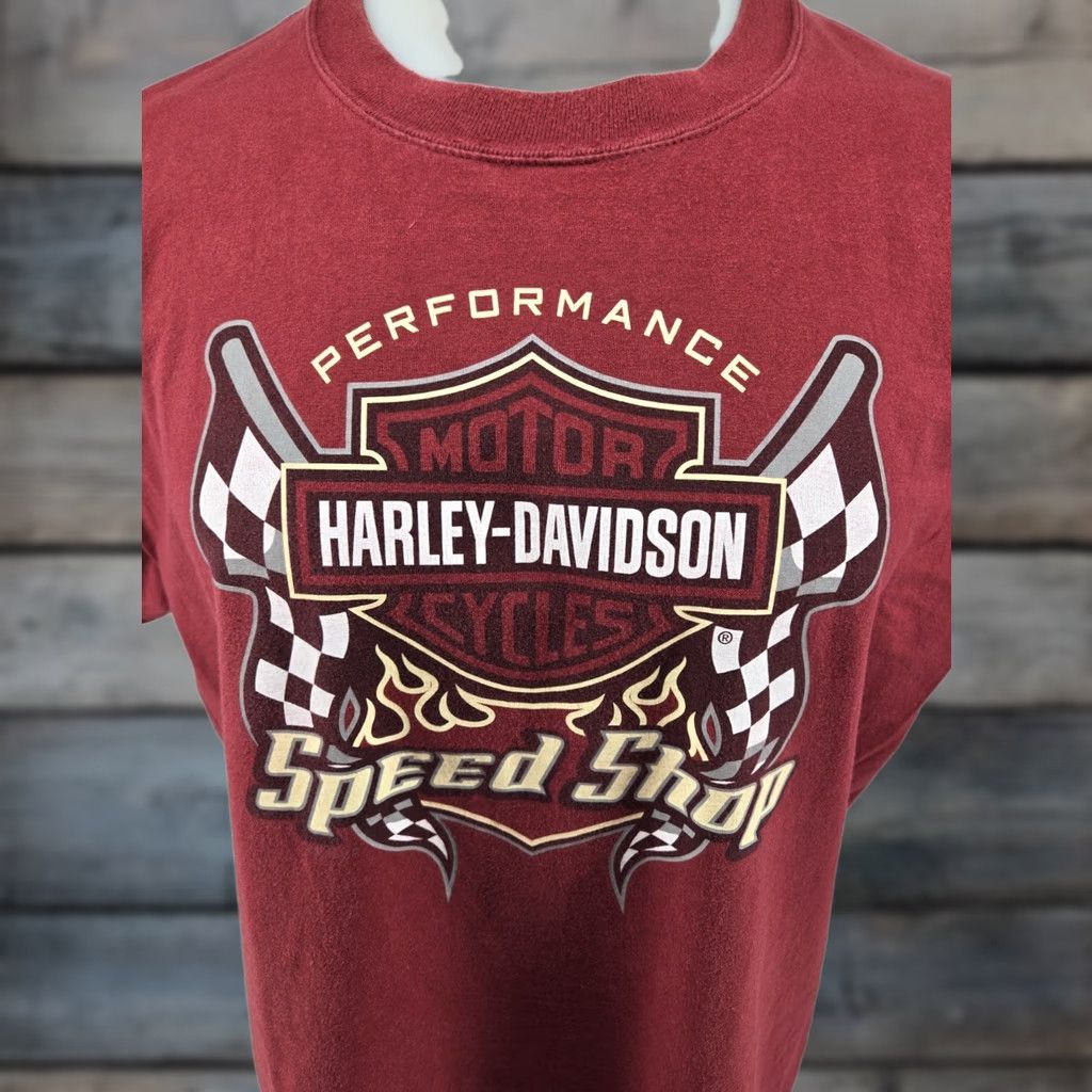 Harley Davidson Harley-Davidson Shirt Mens L Red Biker Beach House Shallotte NC 90s ? Size US L / EU 52-54 / 3 - 1 Thumbnail