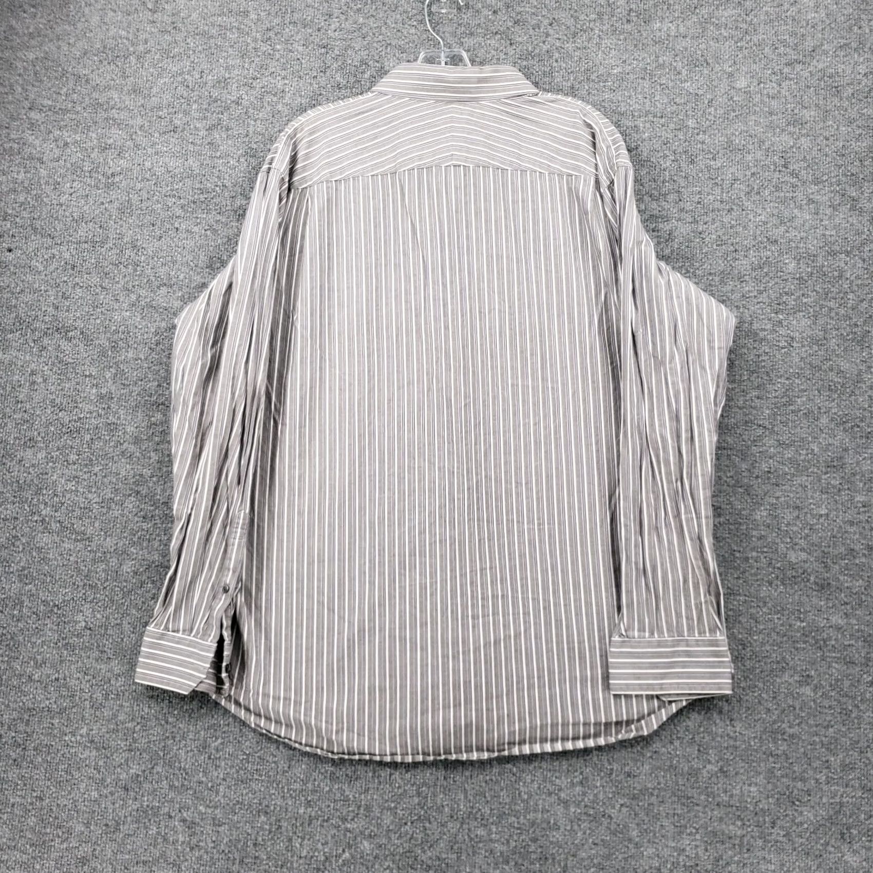 Chaps Chaps Shirt Mens XL Button-Up Gray Striped Modern Long Sleeves Cotton Casual Size US XL / EU 56 / 4 - 2 Thumbnail