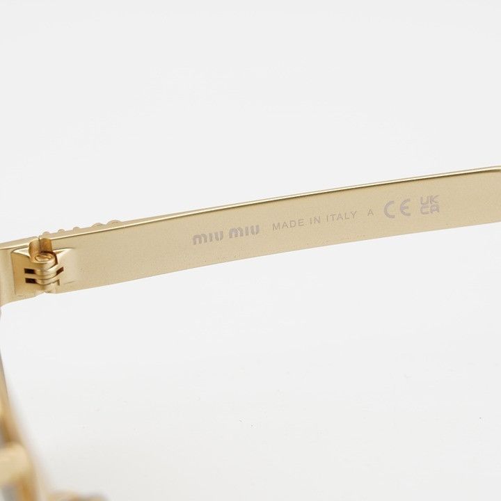 Miu Miu Miu Miu MUB52S 22M10Y Sunglasses Gold Rectangle Frame, Brown Size ONE SIZE - 8 Thumbnail