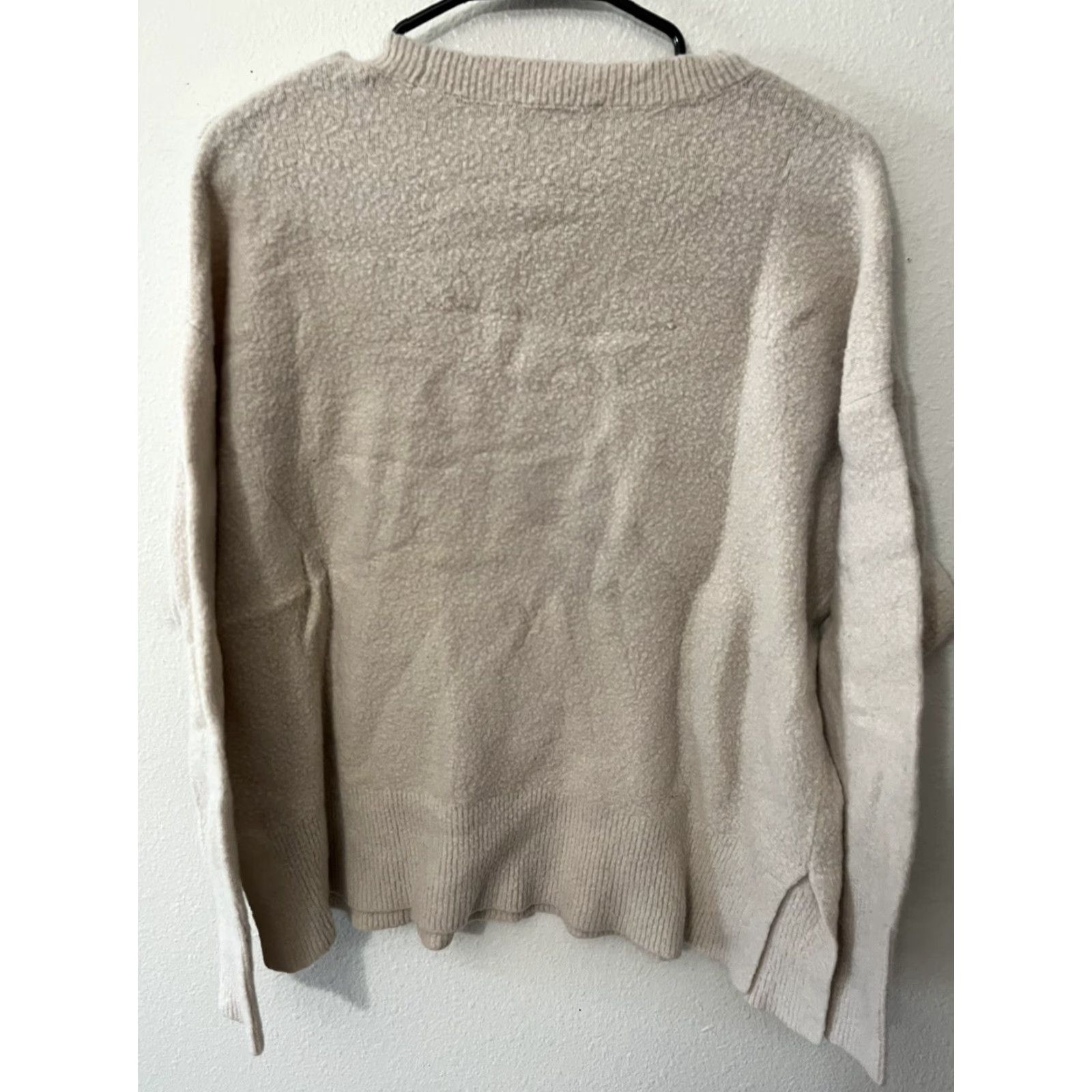 Express Express Women's Medium Beige Fleece Solid Crew Neck Knit Sweater Womens Size M / US 6-8 / IT 42-44 - 3 Thumbnail