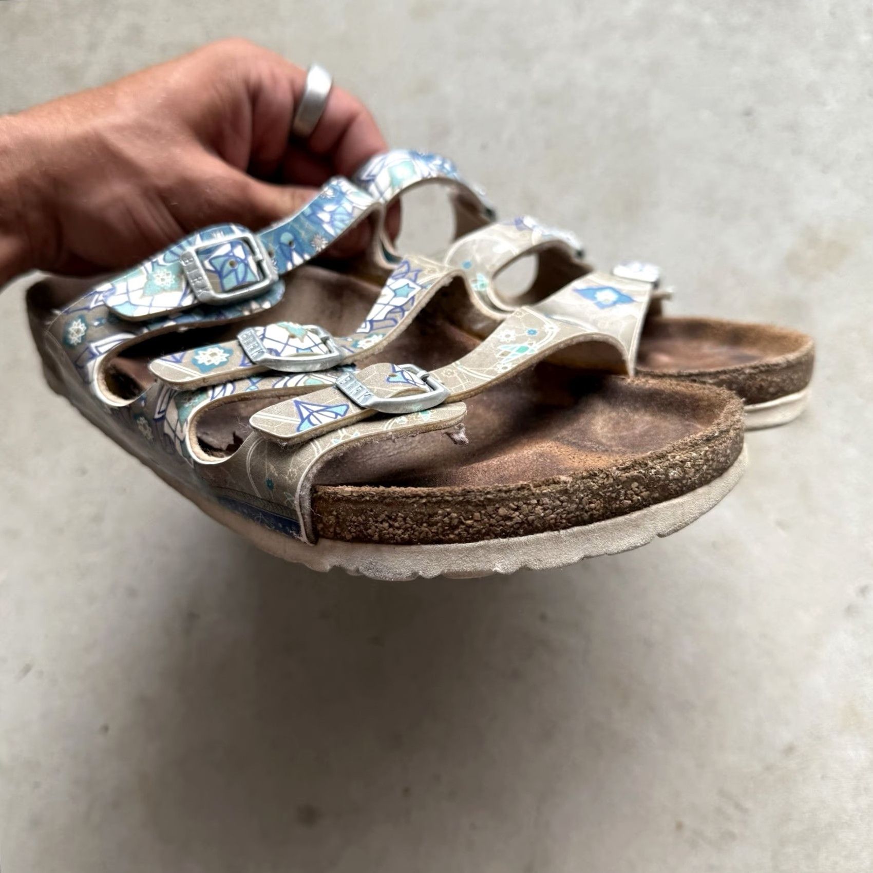 Birkenstock Birkenstock Florida Birko Flor Ancient Mosaic Taupe Womens Size EU 38 US 7 Sandal Multicolor Footbed Sandals Womens Size US 7 / IT 37 - 4 Thumbnail