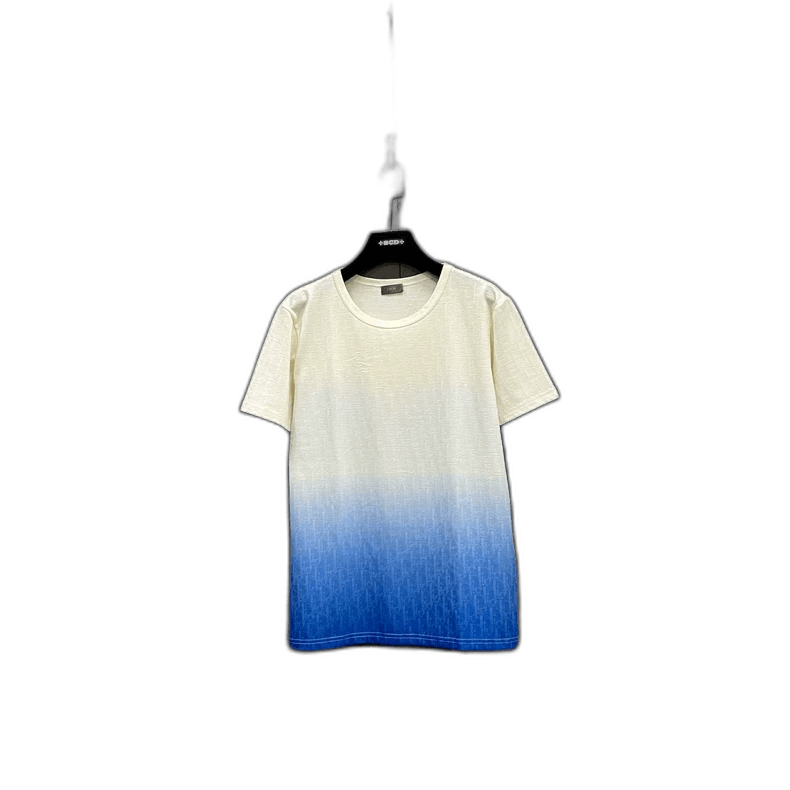 Dior White Blue Gradient Short Sleeve Shirt