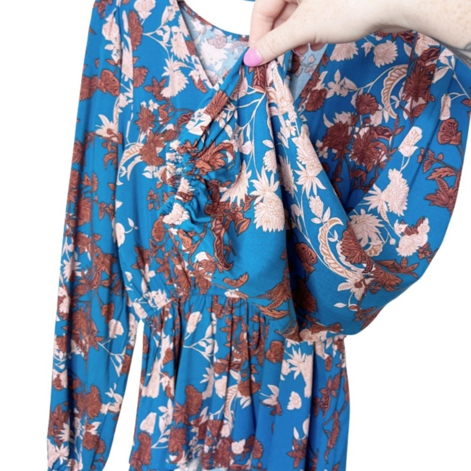 Other New with Tag Womens Andree by Unit Blue Floral Ruffle Blouse Size S / US 4 / IT 40 - 7 Thumbnail