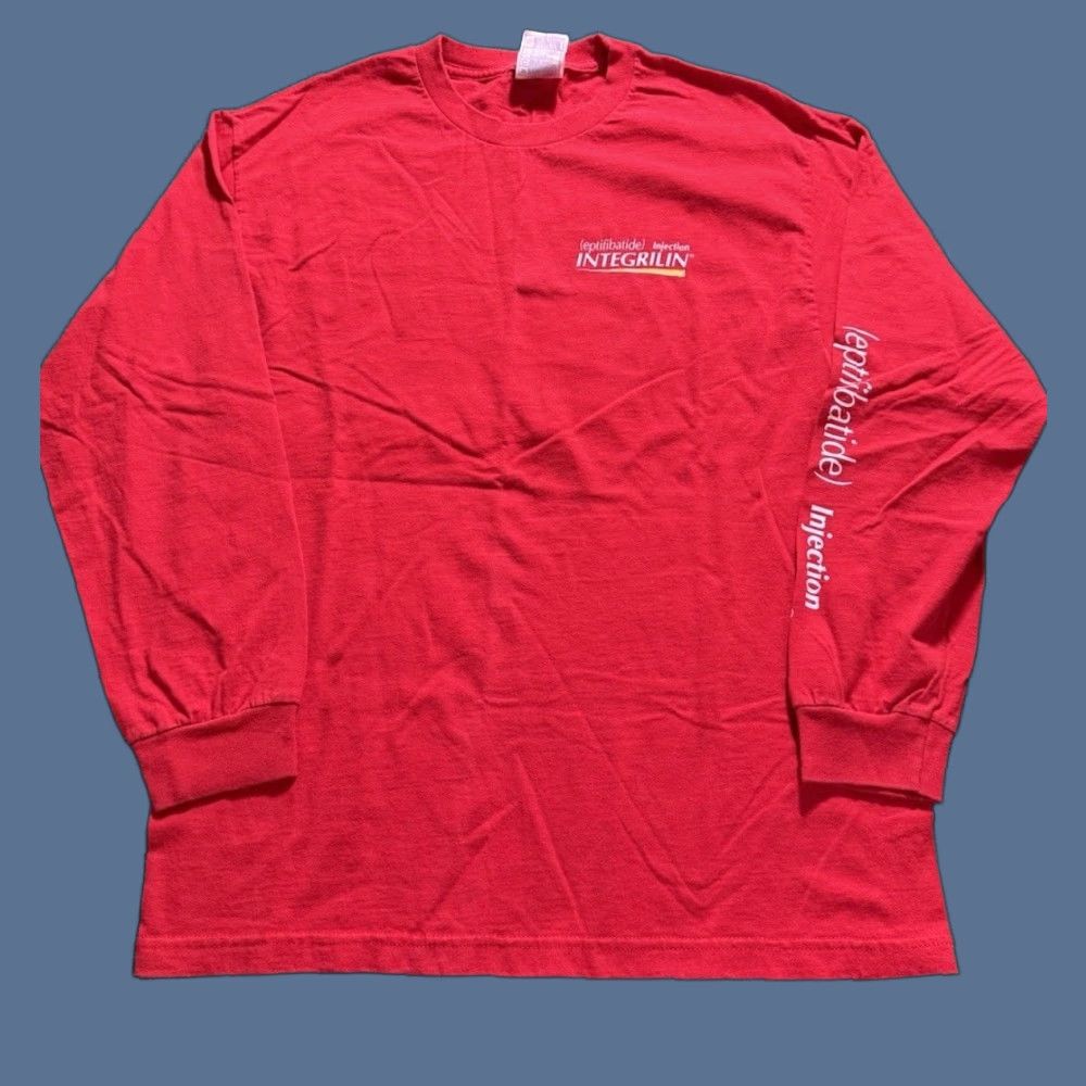 Vintage VINTAGE 90s Drug Shirt Integrilin Eptifibatide Injection T-Shirt Red Large Men Cotton Alstyle Apparel & Activewear Shirt 90s Mens Size US L / EU 52-54 / 3 - 1 Thumbnail