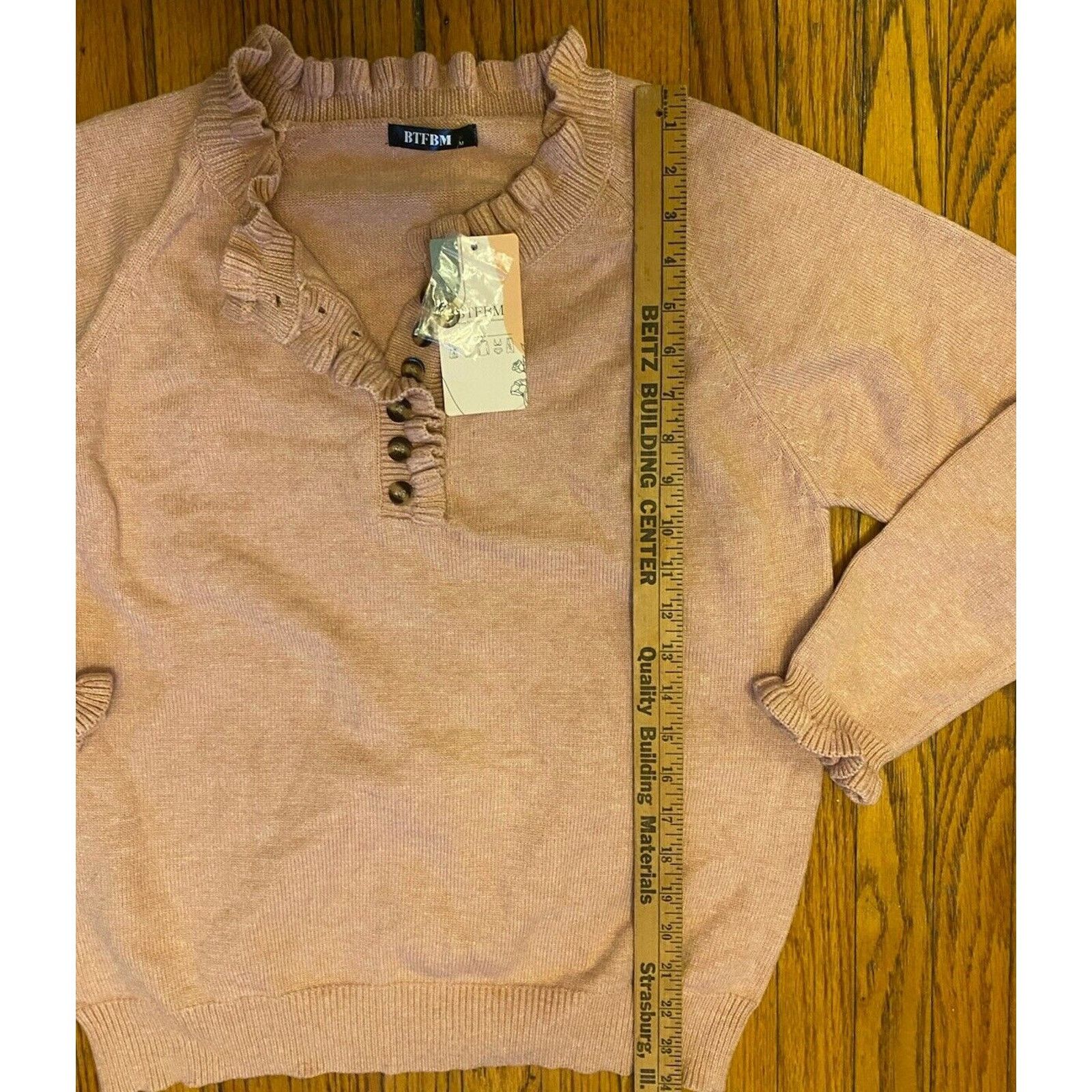 Other BTFBM Womens M Sweater Pullover Top Pink Knit Ruffle Soft Size M / US 6-8 / IT 42-44 - 9 Thumbnail