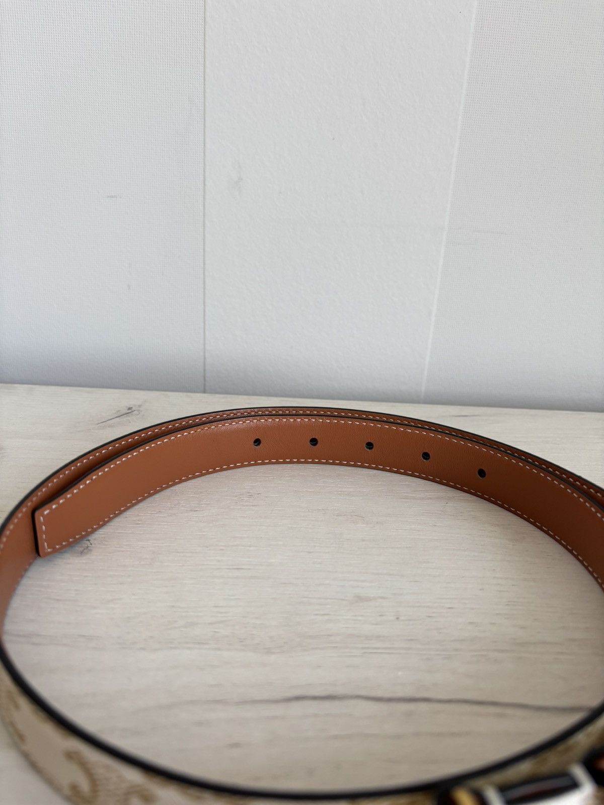 Celine Celine Paris Triomphe Gray/Brown Monogram Belt Made in Italy Size ONE SIZE - 16 Thumbnail