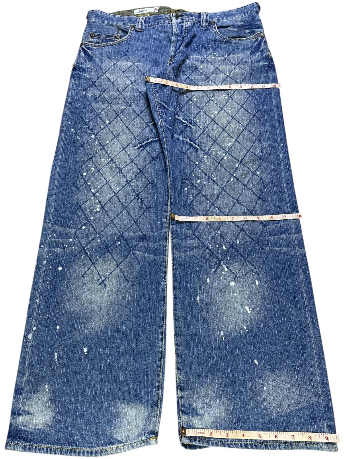 Japanese Brand Vintage Japanese Brand Bleach Paint Embroidery Baggy Jeans Size US 36 / EU 52 - 13 Thumbnail