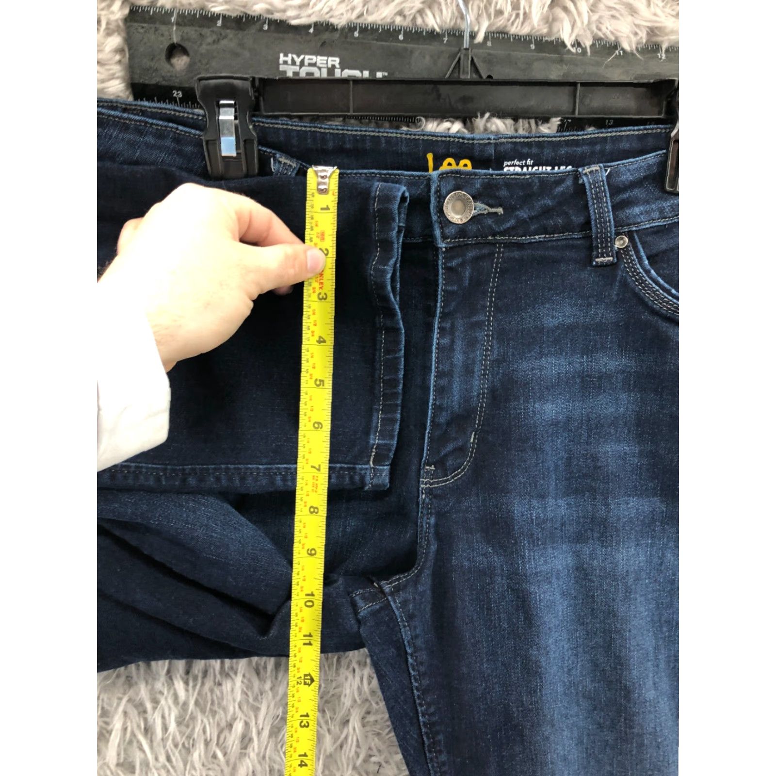 Lee Lee Perfect Fit Straight Jeans Womens Dark Wash Blue Size 18 Short Regular 5-Pocket Denim Cotton Jeans Mens? No. Size 40" / US 18 - 4 Thumbnail