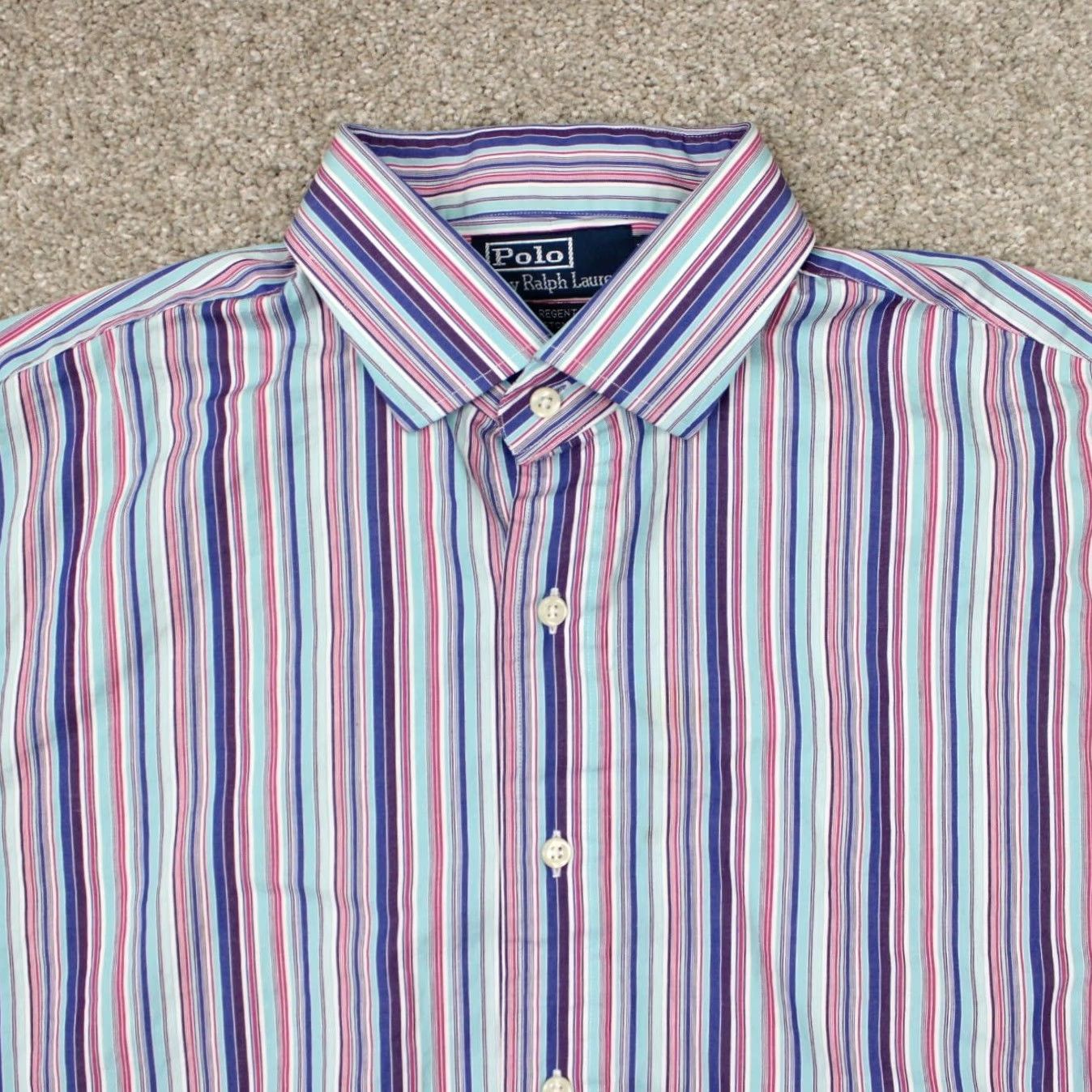Polo Ralph Lauren Polo Ralph Lauren Dress Shirt Purple/Blue 17 1/2 36/37 Regular Long Sleeve Button Cuff Men’s 100% Cotton Casual Business Formal 90s Size 48R - 5 Thumbnail