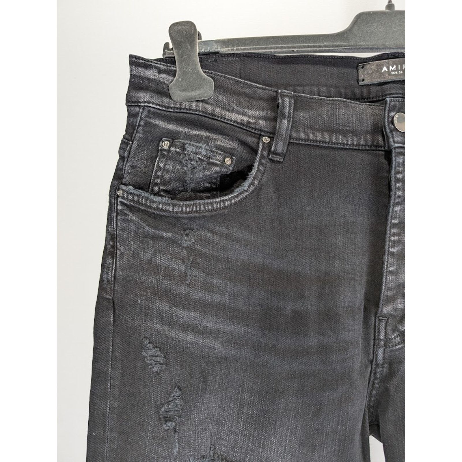Amiri o1rshd1 Leather Camo MX1 Jeans in Aged Black Size US 29 - 9 Thumbnail