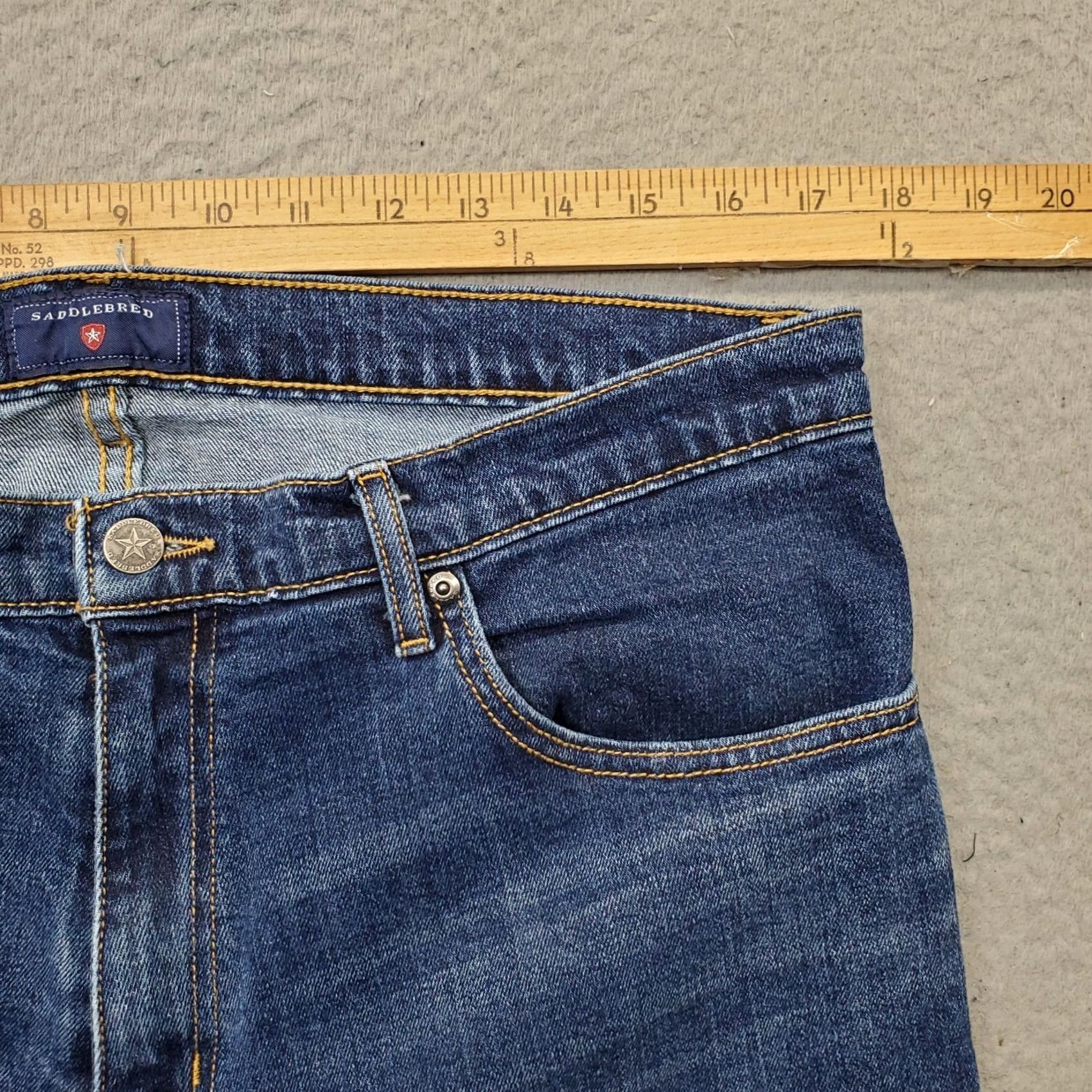 Doublet Saddlebred Mens Jeans 34x32 Blue Denim Straight Leg 5-Pocket Whiskered Double Stitch Vintage Size 34 Mens Size US 34 / EU 50 - 6 Thumbnail