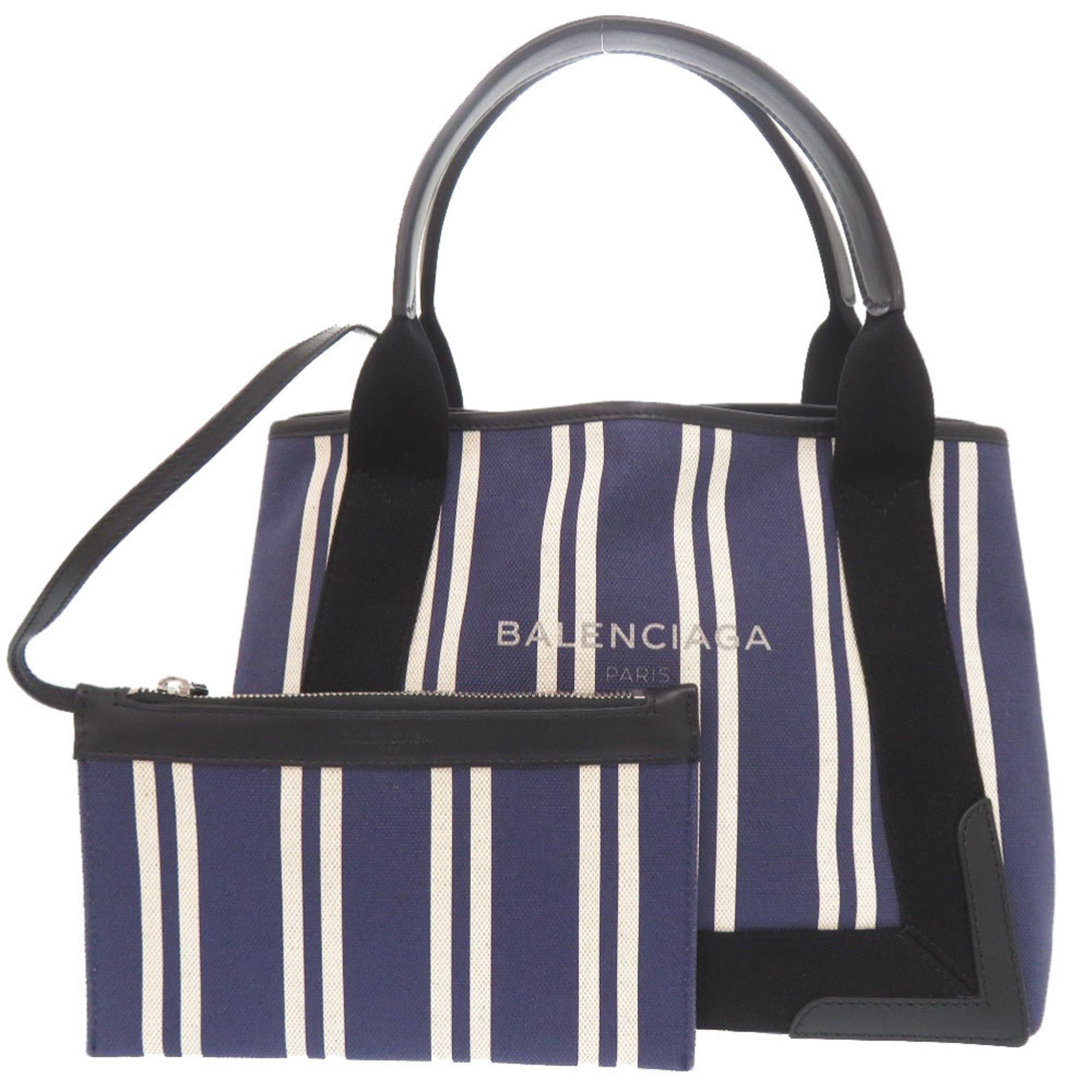 Balenciaga Excellent condition Balenciaga Navy Cabas canvas and leather tote bag/handbag 0737BALENCIAGA Size ONE SIZE - 1 Thumbnail