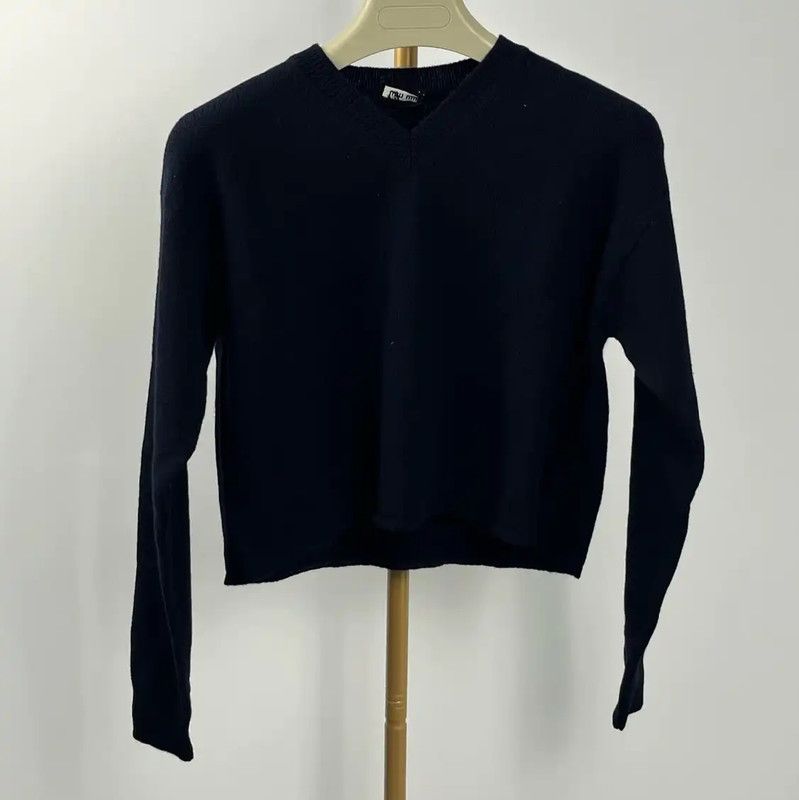 Miu Miu Miu Miu Black Wool Pullover Sweater 0089 Size M / US 6-8 / IT 42-44 - 1 Thumbnail