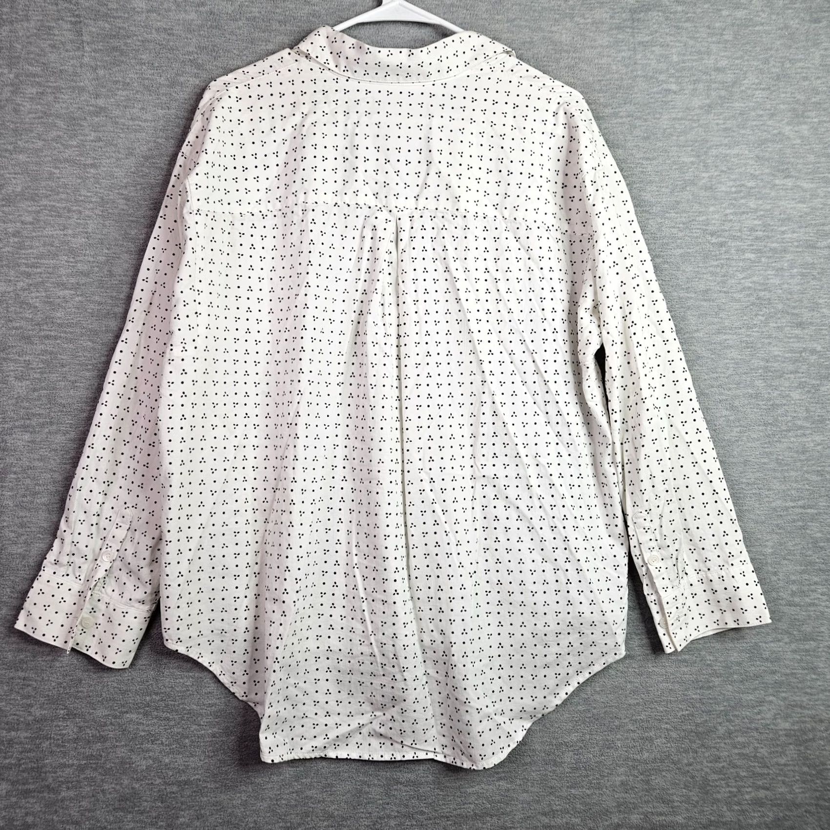 Madewell Madewell Blouse Shirt Polka Dot Button Long Sleeve White Black Multicolor Cotton Modal Women L Regular Womens Buttons Size L / US 10 / IT 46 - 2 Thumbnail