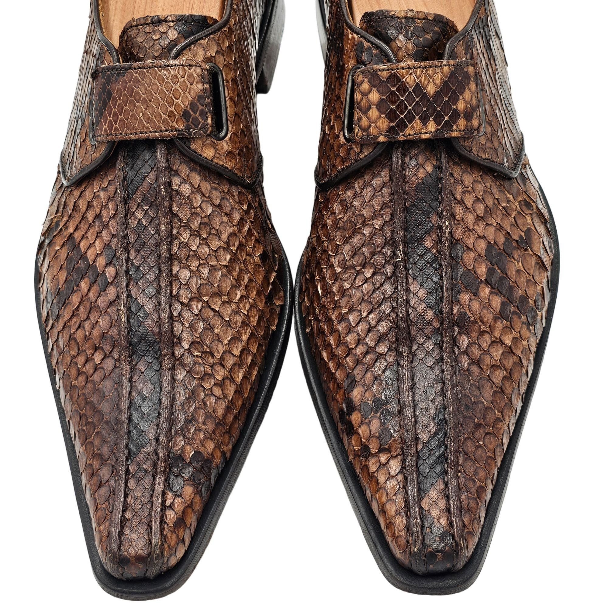 Aldo Brue Exotic Python Snake skin Aldo Brue Italy Mens size 8.5 Brown Size US 8.5 / EU 41-42 - 1 Thumbnail