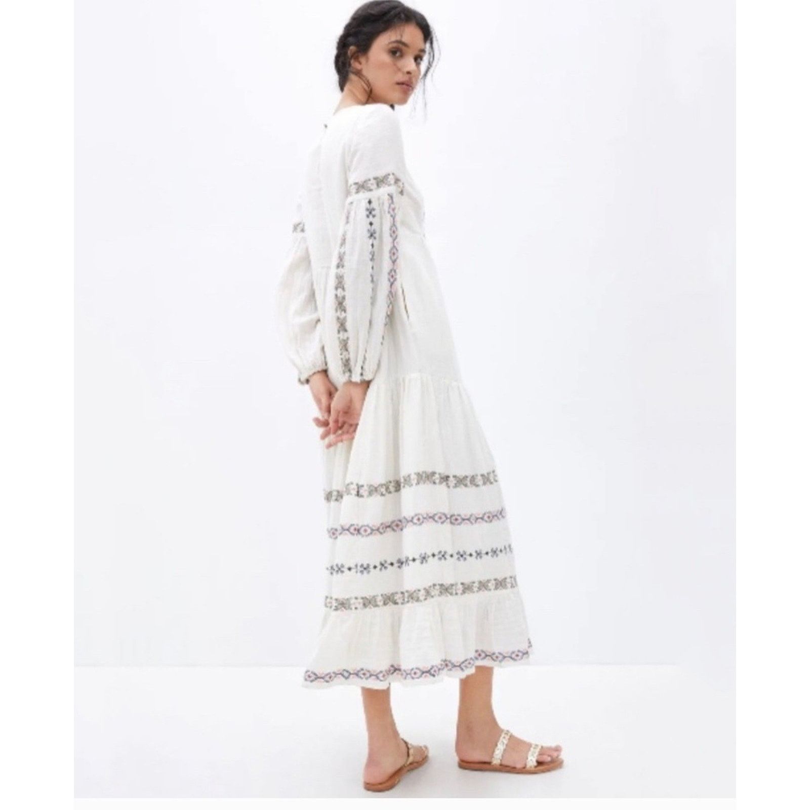 Anthropologie Anthropologie Lucienne Embroidered Maxi Dress Size 12 Size XL / US 12-14 / IT 48-50 - 6 Thumbnail