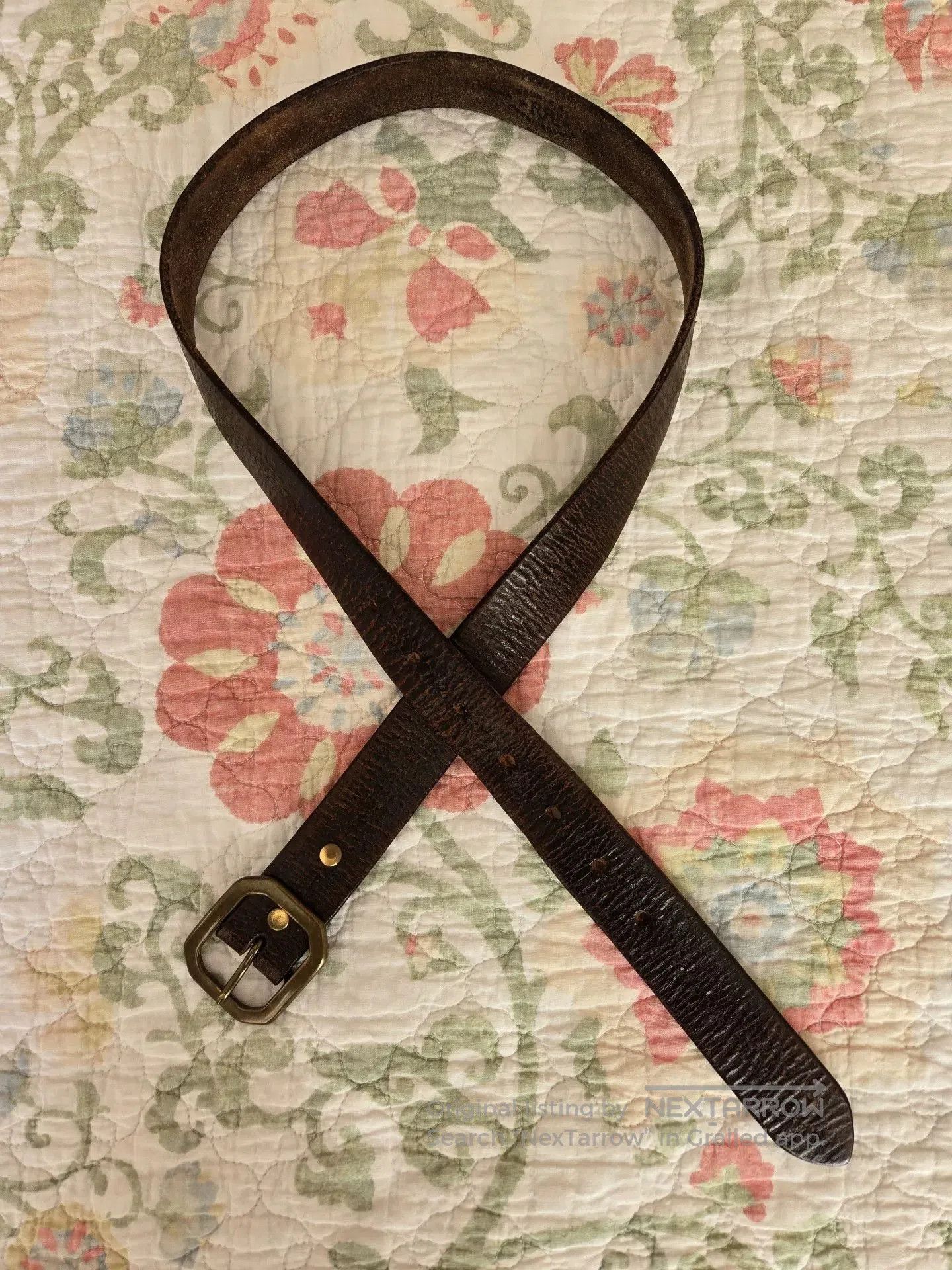RRL Ralph Lauren RRL W32 Octagonal Buckle Cracked Belt. Size ONE SIZE - 1 Thumbnail
