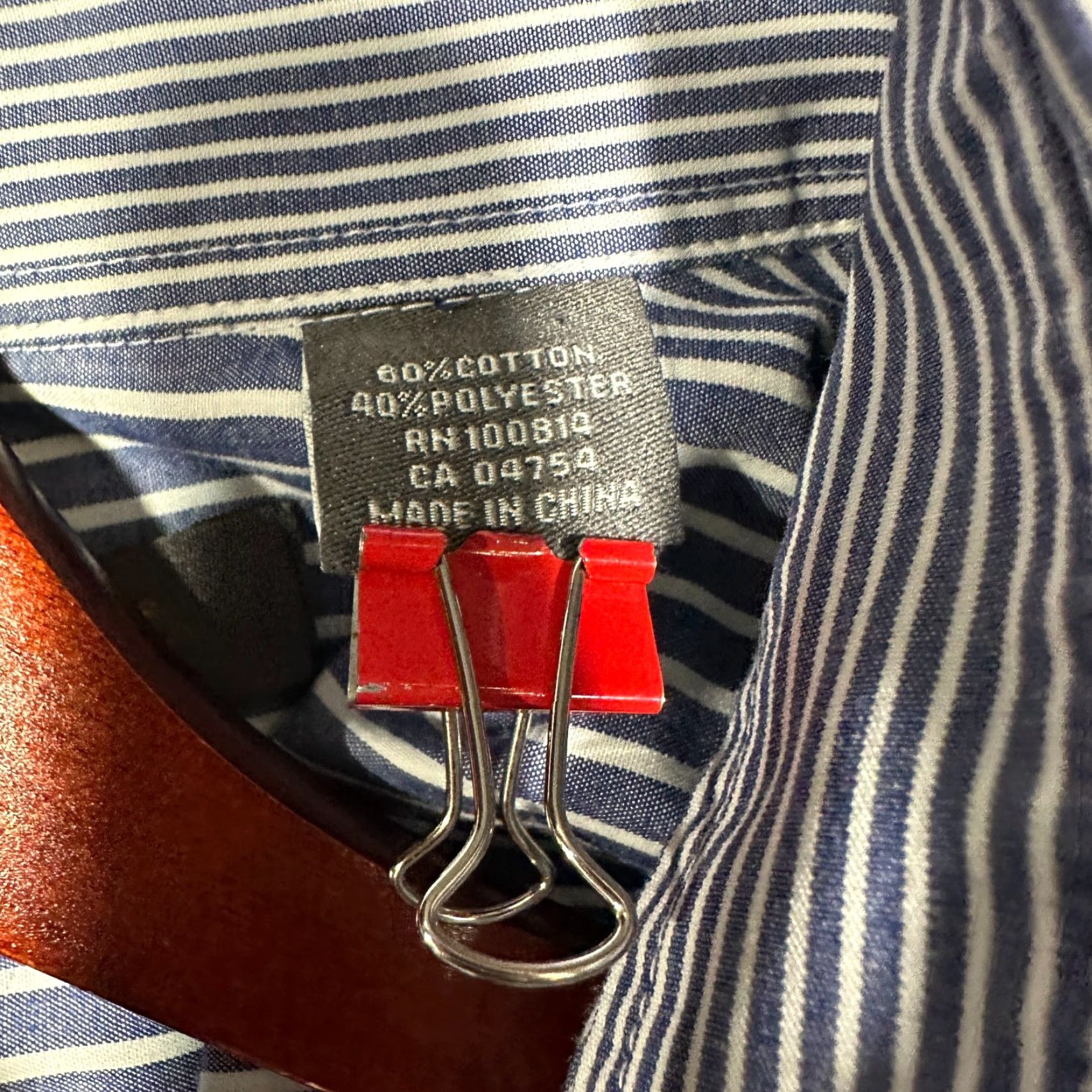 Ben Sherman Ben Sherman Shirt Mens Large Button-Down Blue White Stripe Cotton Pocket Logo Size US L / EU 52-54 / 3 - 7 Thumbnail