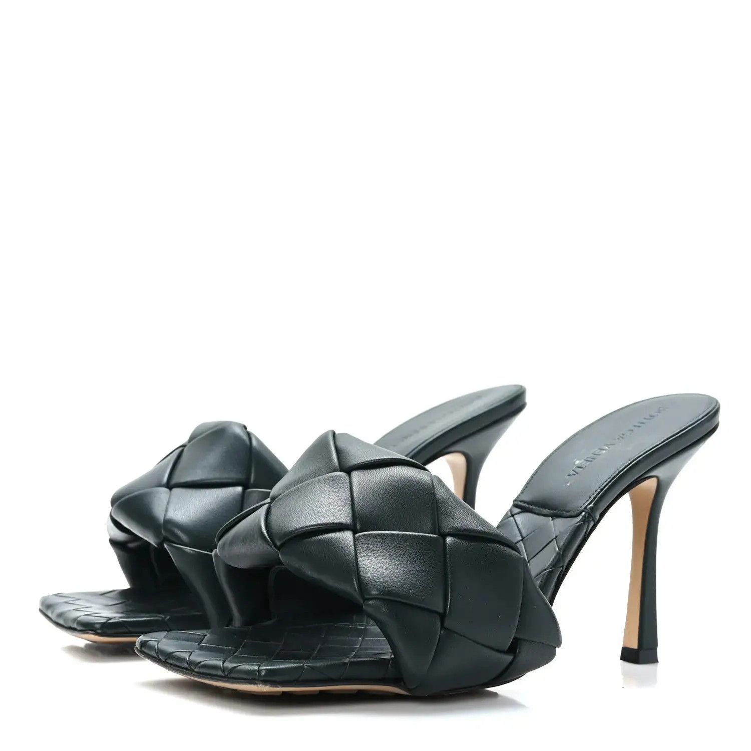 Bottega Veneta o1n1vont1224 Lido Mules in Dark Green Size US 11.5 / IT 41.5 - 3 Thumbnail