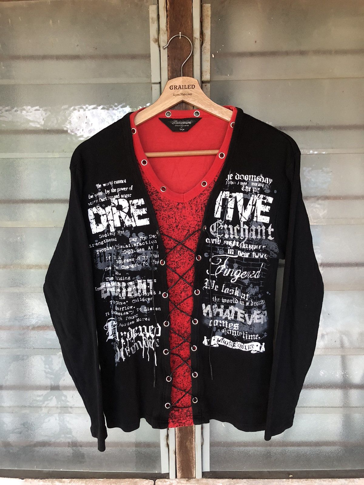 Japanese Brand Vintage Japanese Brand Punk Design Shirt Tee Size US L / EU 52-54 / 3 - 2 Thumbnail