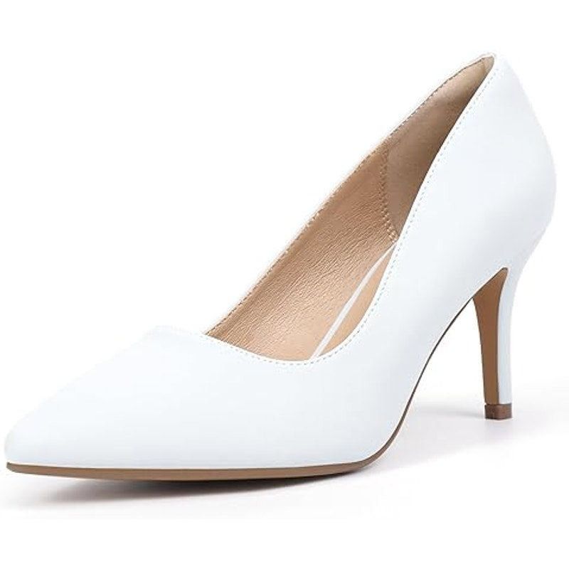 Other Idifu Women's Size 7.5 White Faux Leather Slide-On Heels Size US 7.5 / IT 37.5 - 1 Thumbnail