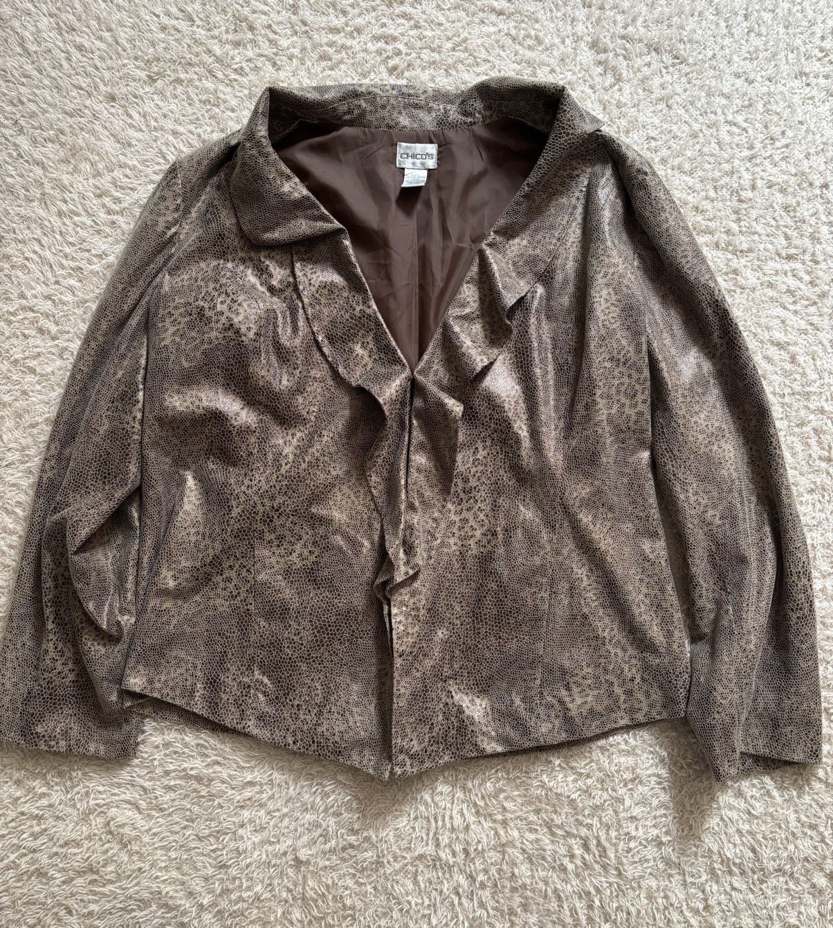 Chicos Chico’s brown blazer snake print size 2/L Size L / US 10 / IT 46 - 1 Thumbnail