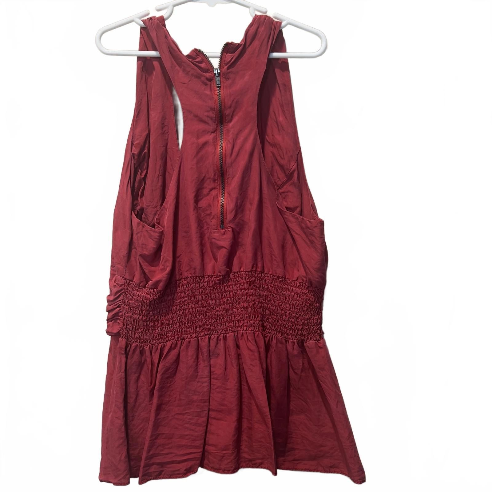 Other Silk Red Sleeveless Women's Blouse with Zipper Back Size M / US 6-8 / IT 42-44 - 2 Thumbnail