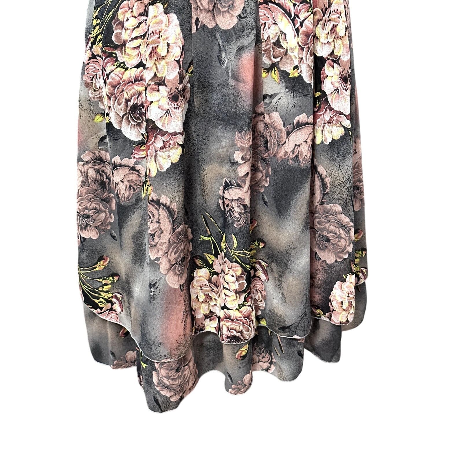 Other Classic Fashion A-Line Skirt Floral Layered Hem Pink/Gray L Size 27" / US 4 / IT 40 - 3 Thumbnail