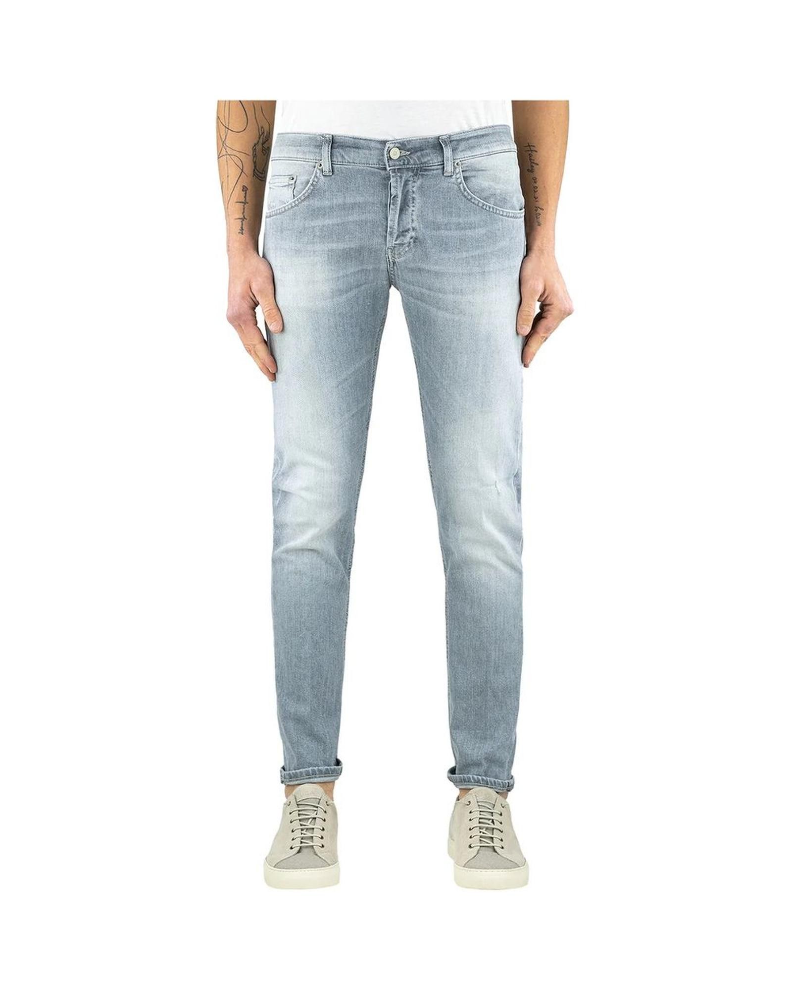 image of Dondup Grey Slim-Fit Stretch Jeans With Clean Look | Made In Italy, Men's (Size 33)