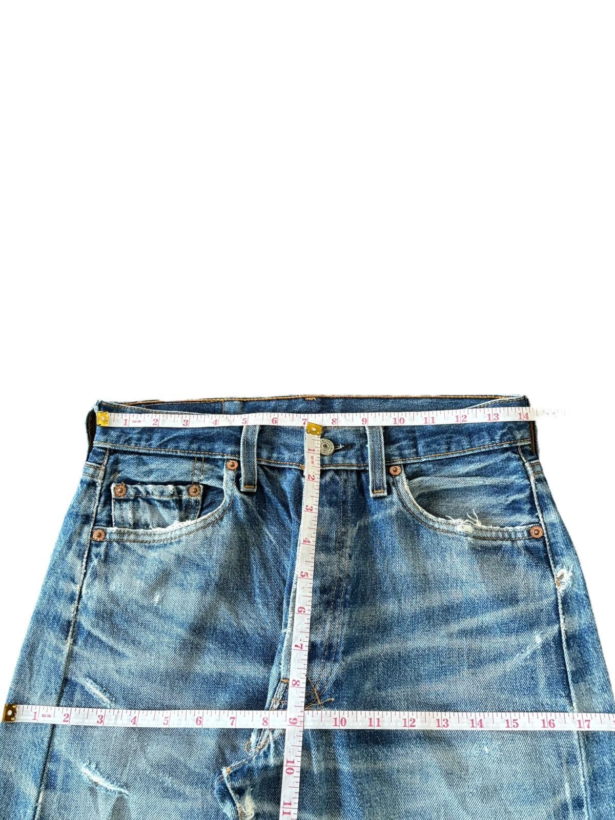 Levi's Vintage 90s Levis 501 Big E Selvedge Distress Baggy Jeans Size US 29 - 9 Thumbnail