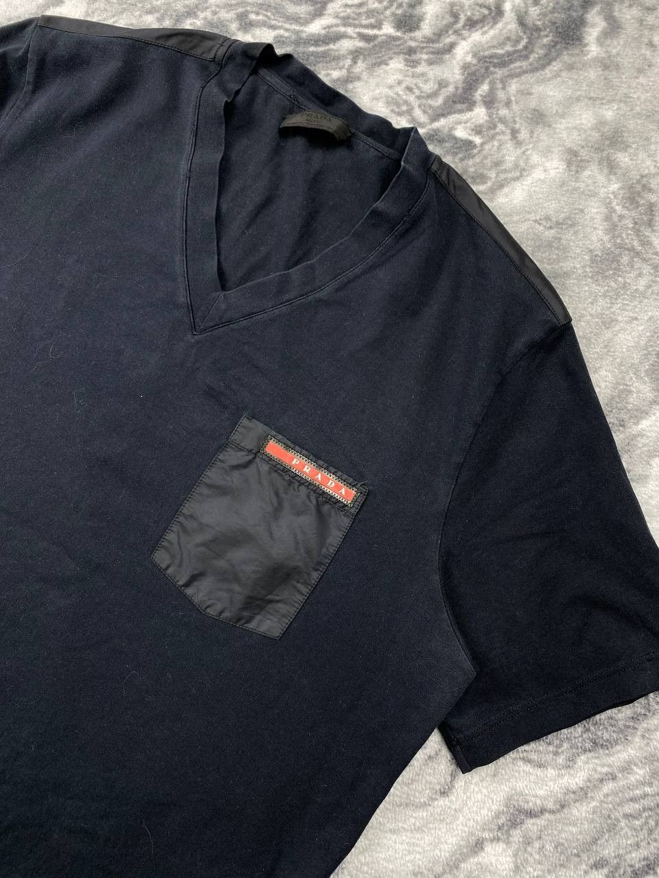 Prada Prada V Neck T Shirt Nylon Pocket Red Tab Men Size M Black Size US M / EU 48-50 / 2 - 6 Thumbnail