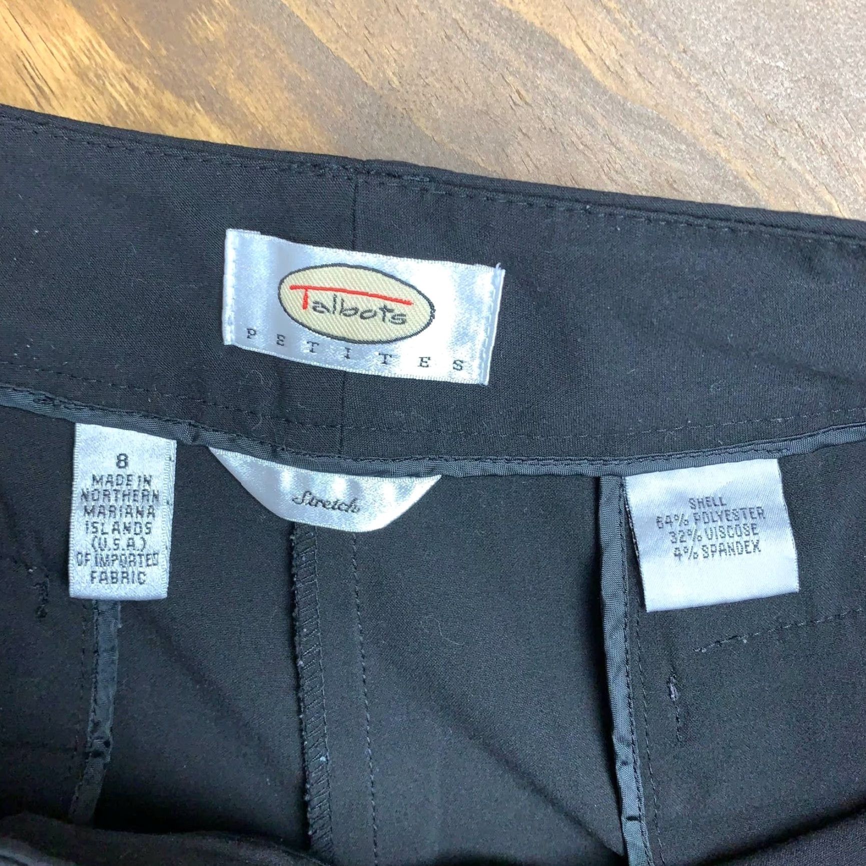 Talbots Talbots Womens Pants Black Petite Mid Rise Straight Wide Cuffed Leg Stretch 8P Size 24" / US 00 / IT 34 - 5 Thumbnail