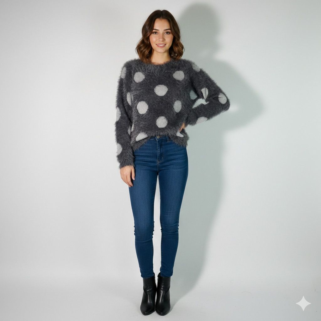 Joseph Joseph A. Size S/M NEW Sweater Grey Soft Fuzzy Polka Dots Size M / US 6-8 / IT 42-44 - 3 Thumbnail