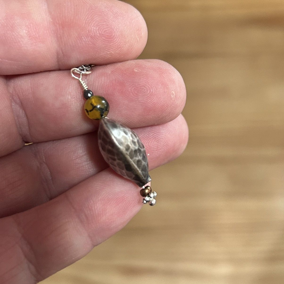 Handmade Handcrafted hammered bubble heart dragon vein necklace Size ONE SIZE - 5 Thumbnail