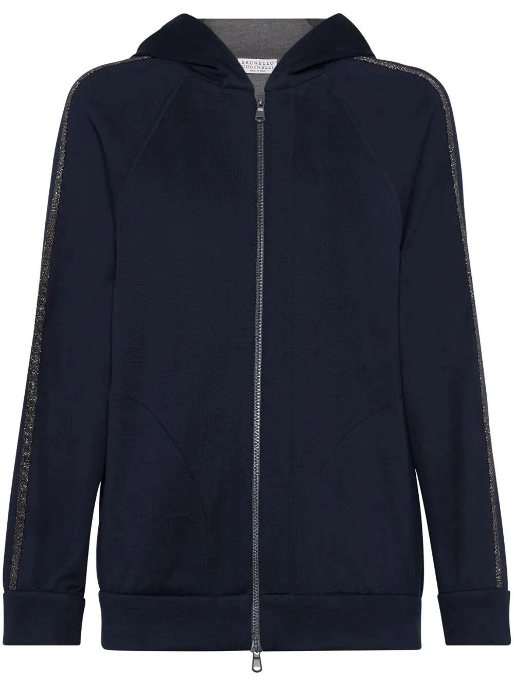 Brunello Cucinelli Hooded Sweatshirt With `Precious` Stripe Size M / US 6-8 / IT 42-44 - 1 Thumbnail