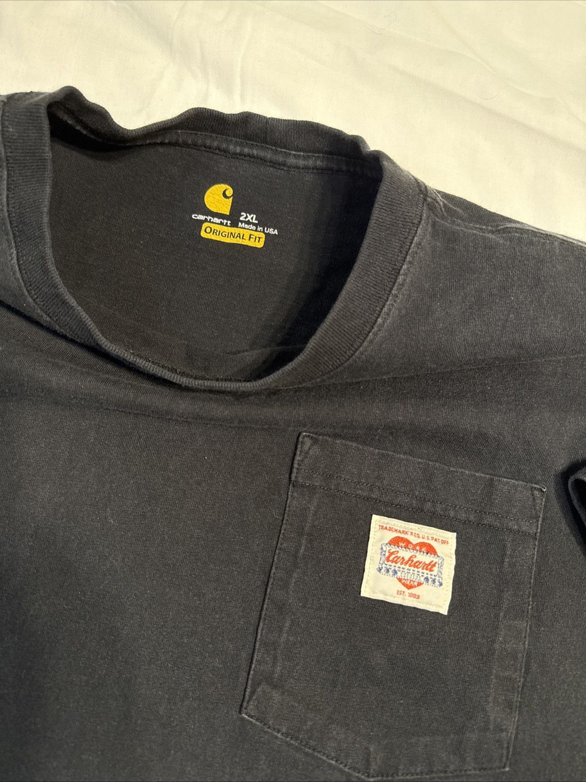 Carhartt Wip Carhartt WIP Heritage Heart Label Black Pocket Tee Shirt Size US XXL / EU 58 / 5 - 2 Thumbnail