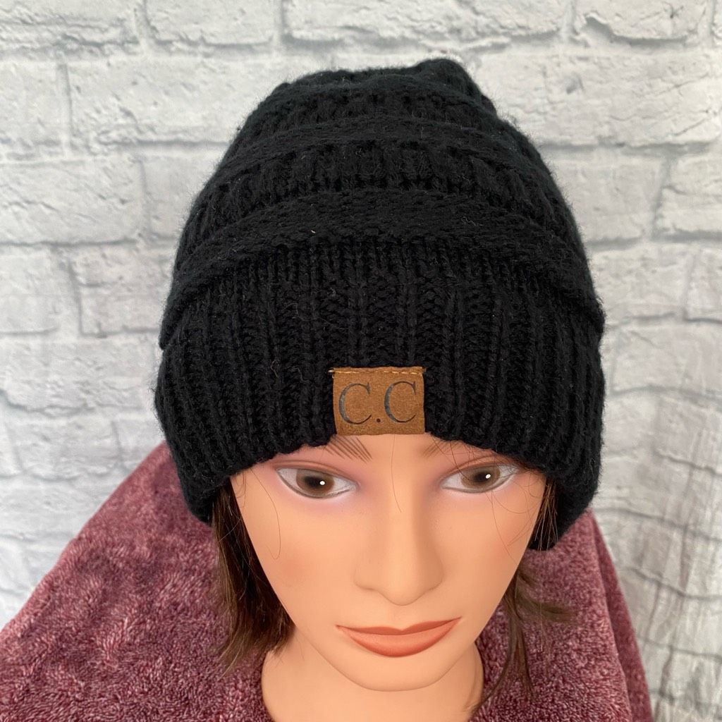 Other C.C. women OS winter beanie knit hat black Size ONE SIZE - 2 Thumbnail
